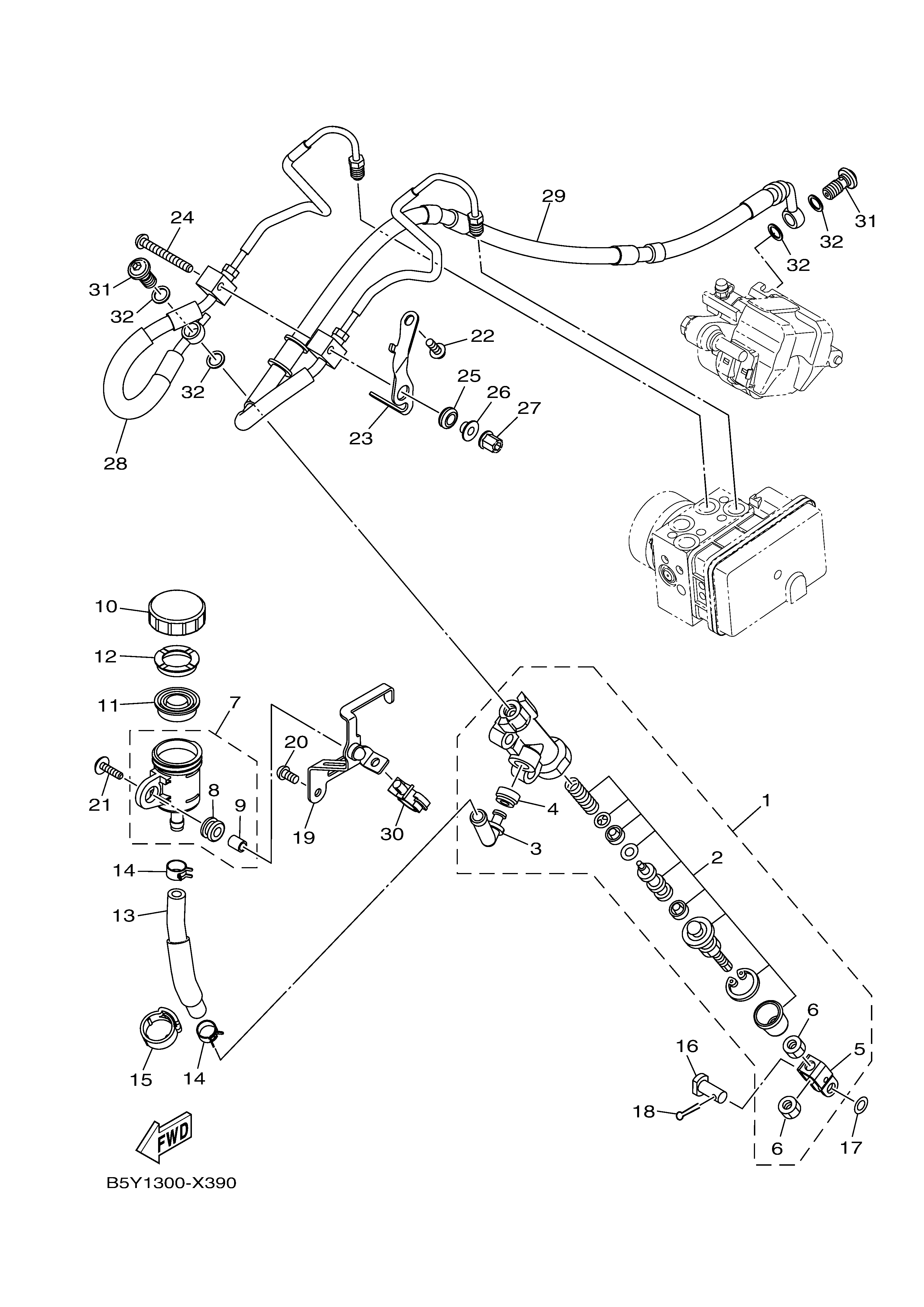REAR MASTER CYLINDER Diagram terurai