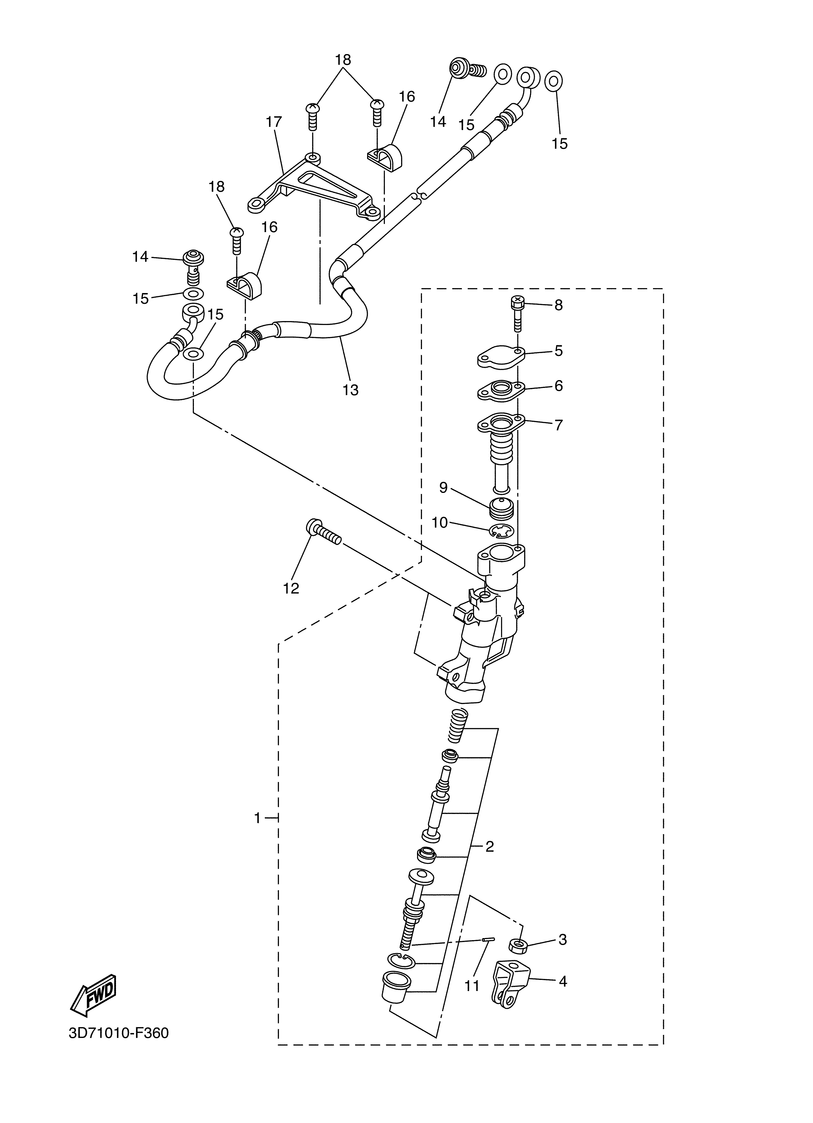 REAR MASTER CYLINDER Sơ đồ tách chi tiết
