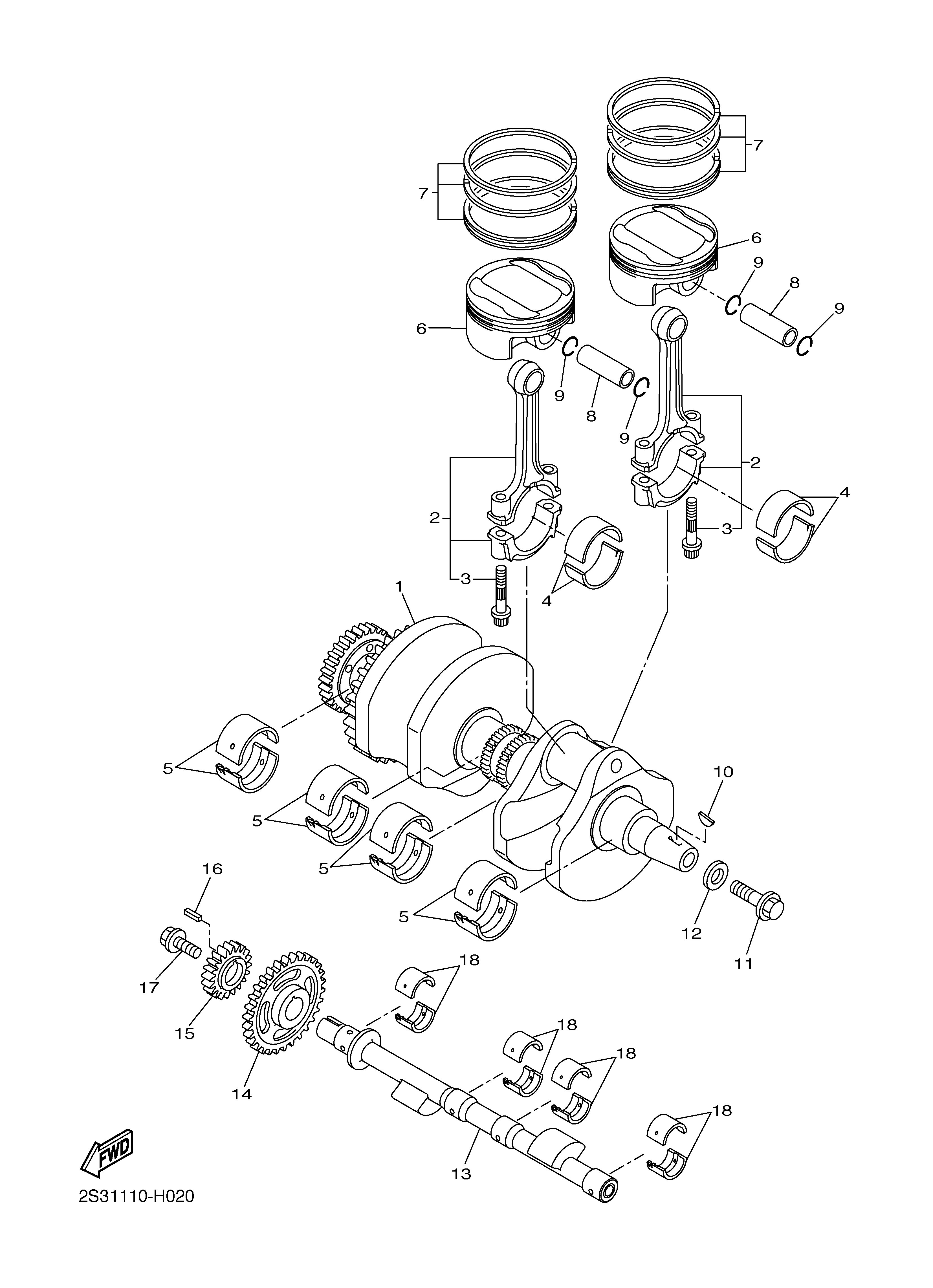 CRANKSHAFT PISTON ภาพแยกชิ้นส่วน