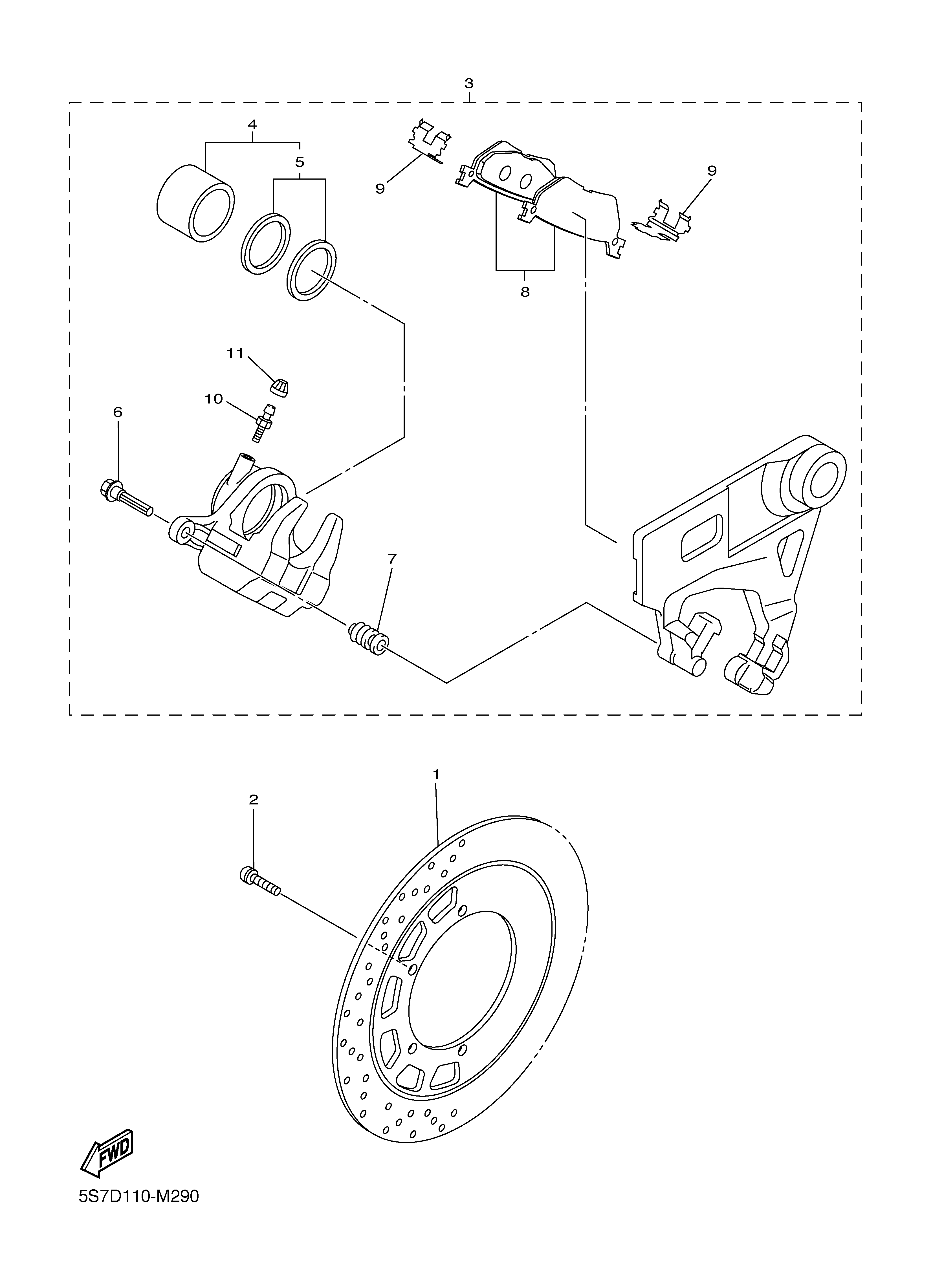 REAR BRAKE CALIPER Exploded diagrams