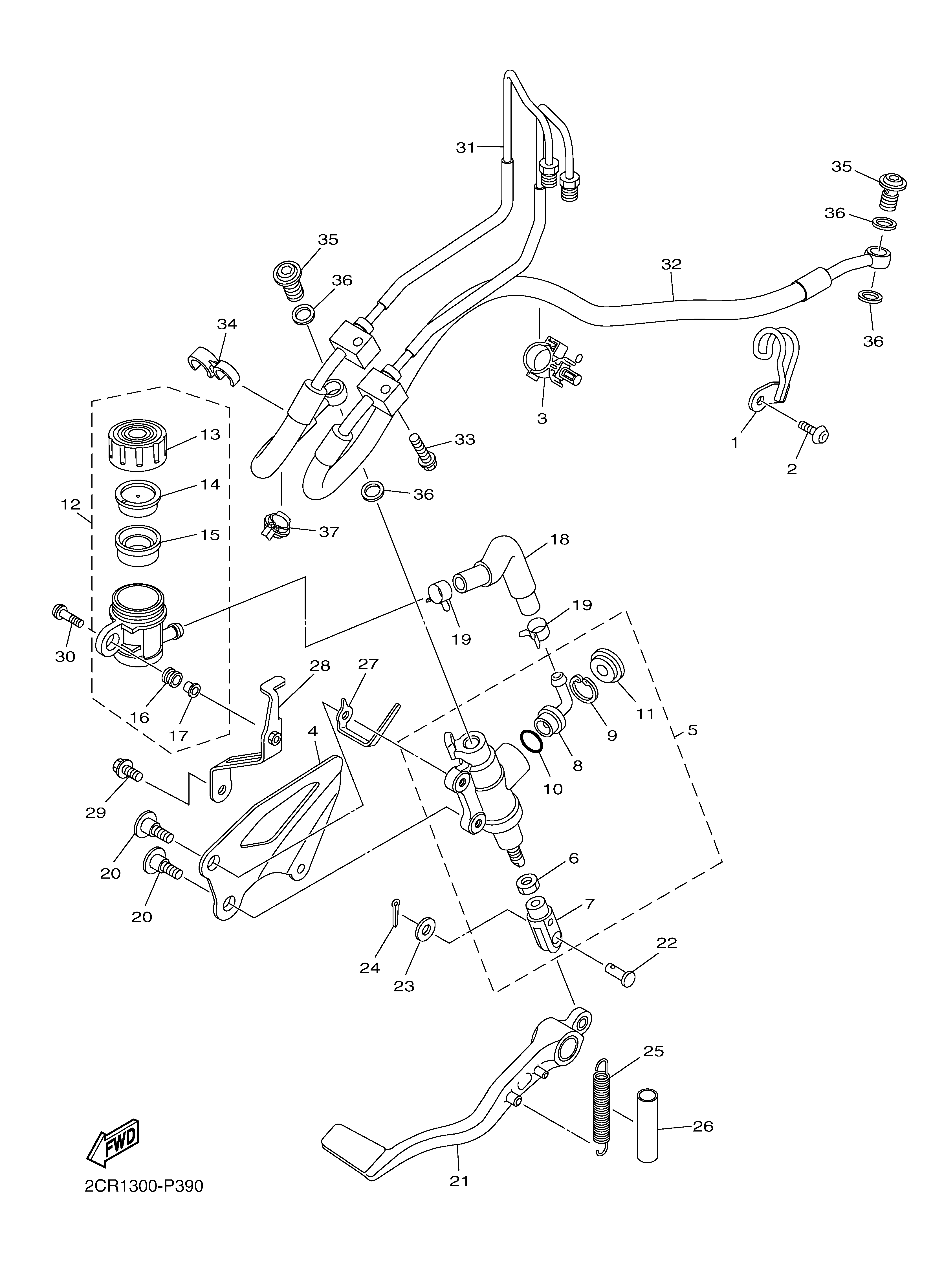 REAR MASTER CYLINDER Vistas explodidas
