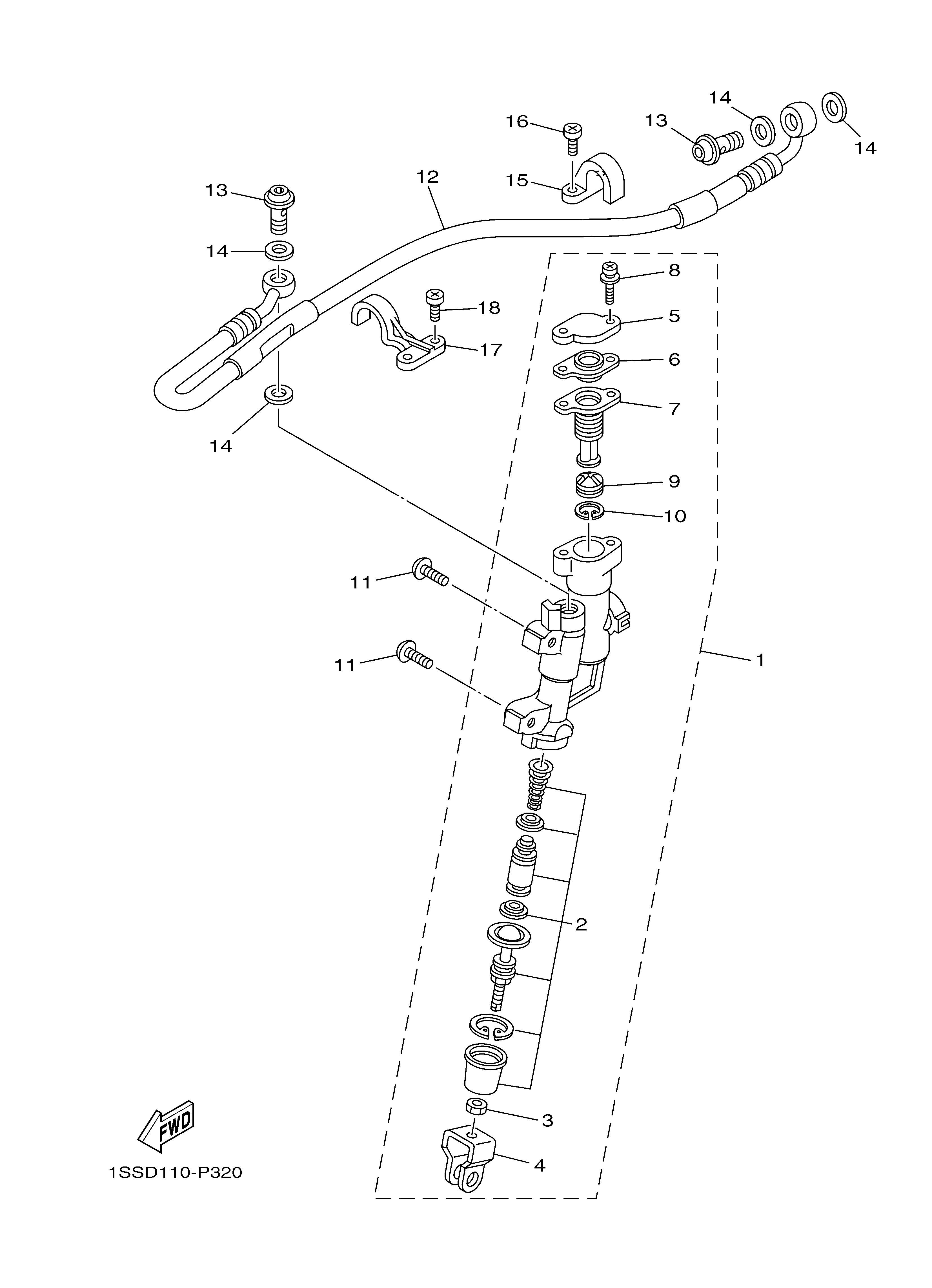 REAR MASTER CYLINDER ภาพแยกชิ้นส่วน