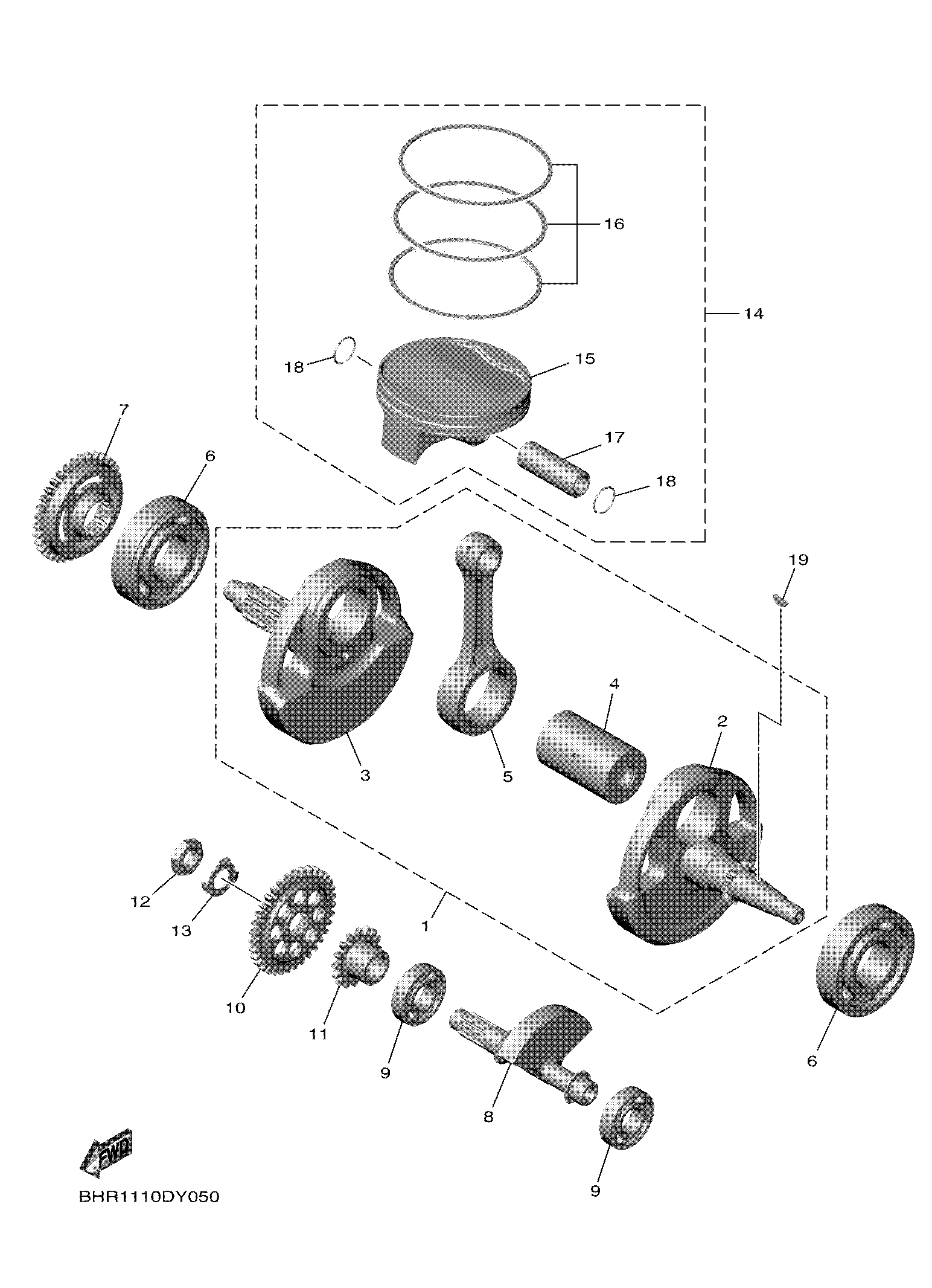 CRANKSHAFT & PISTON Diagram terurai