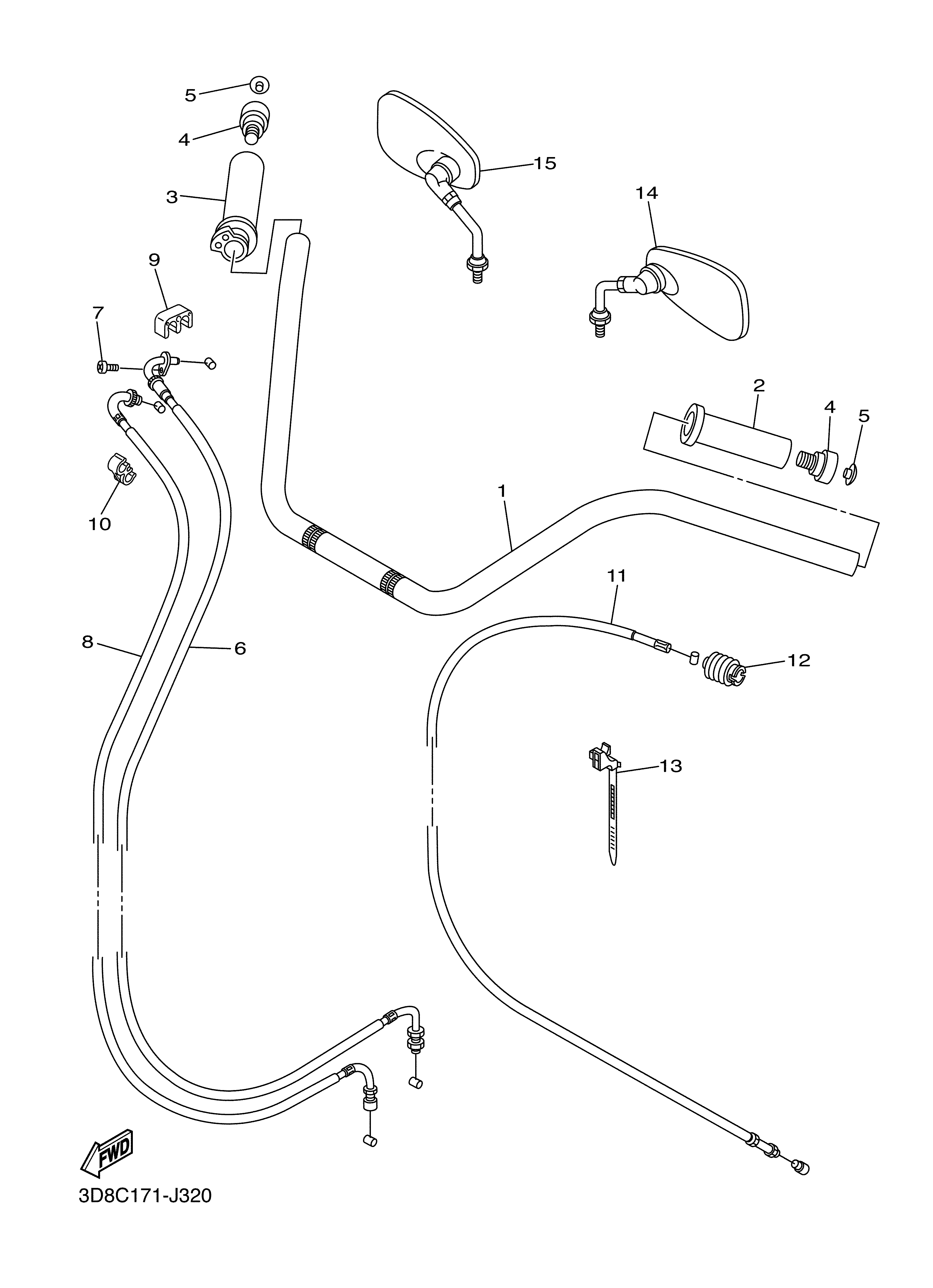 STEERING HANDLE CABLE ภาพแยกชิ้นส่วน
