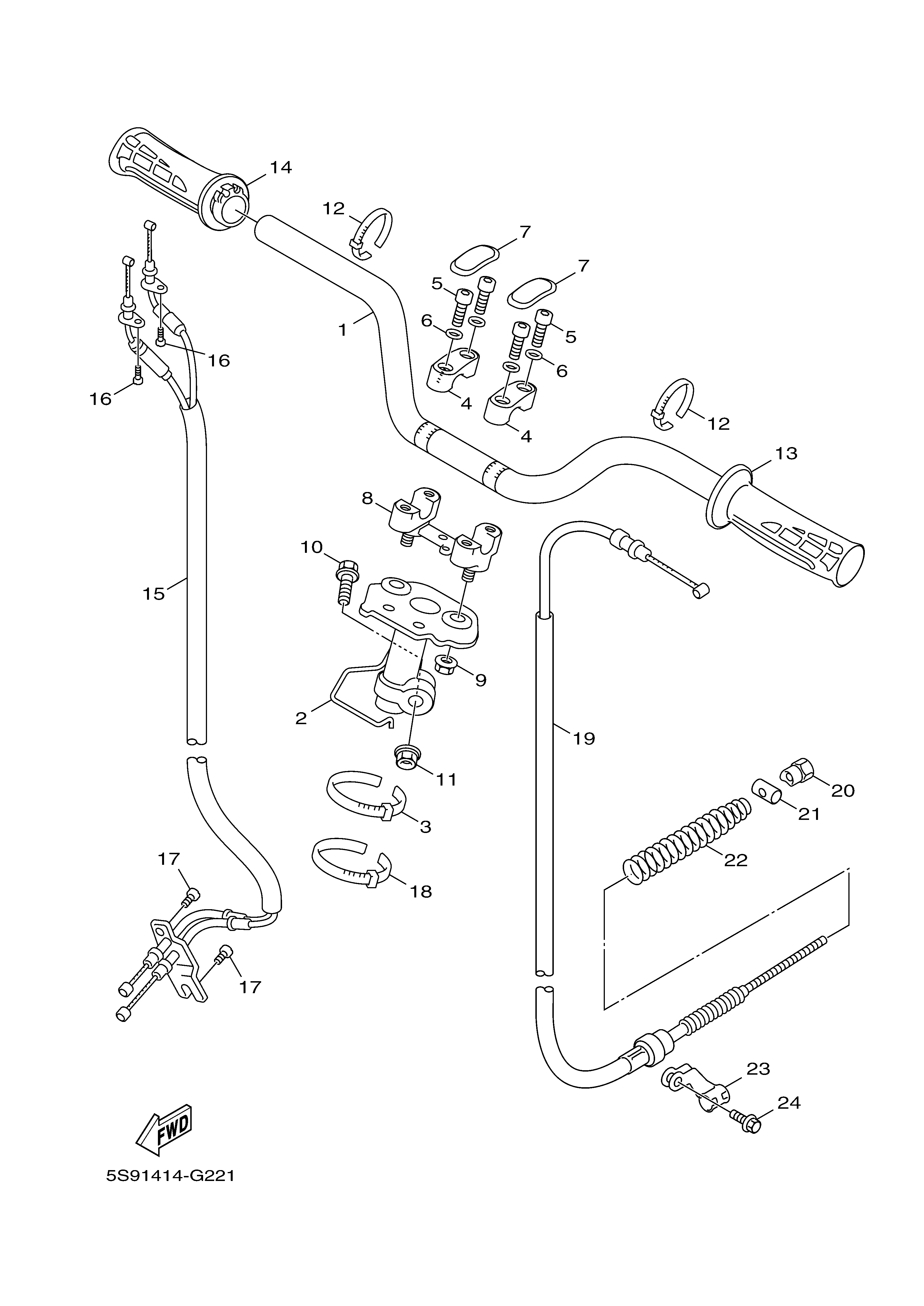 STEERING HANDLE CABLE Diagram terurai