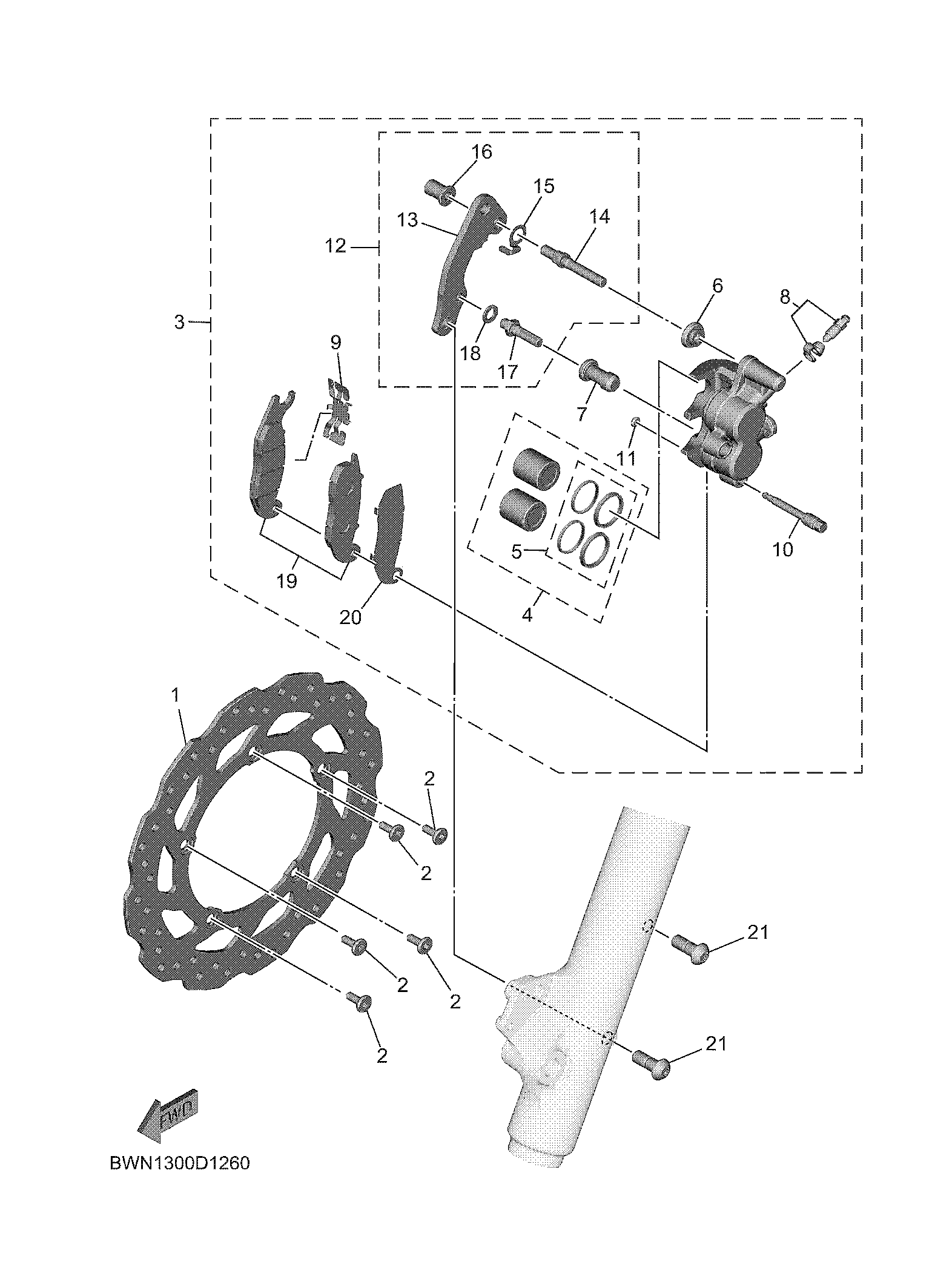 FRONT BRAKE CALIPER 爆炸图