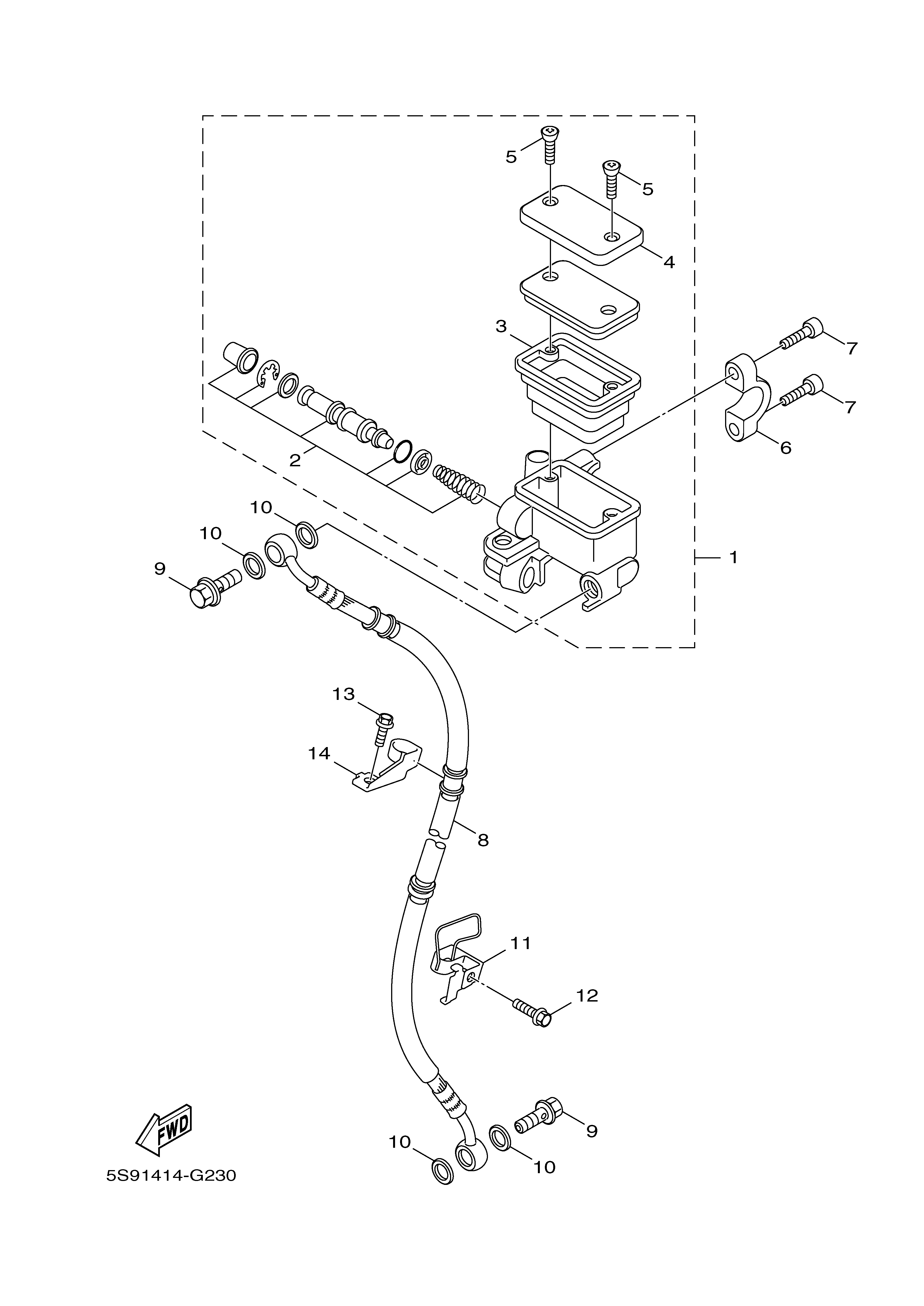 FRONT MASTER CYLINDER Diagram terurai