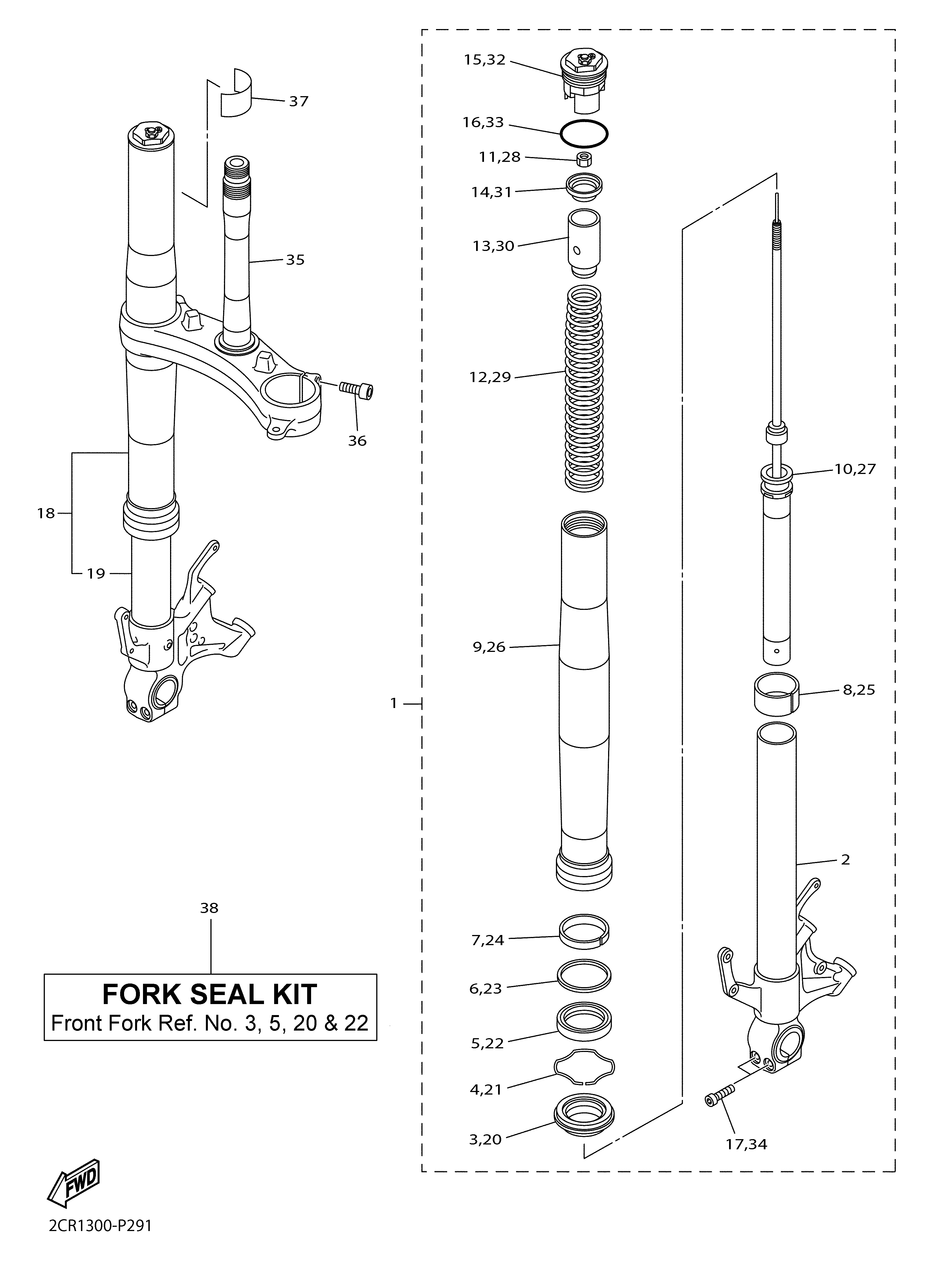 FRONT FORK Diagram terurai