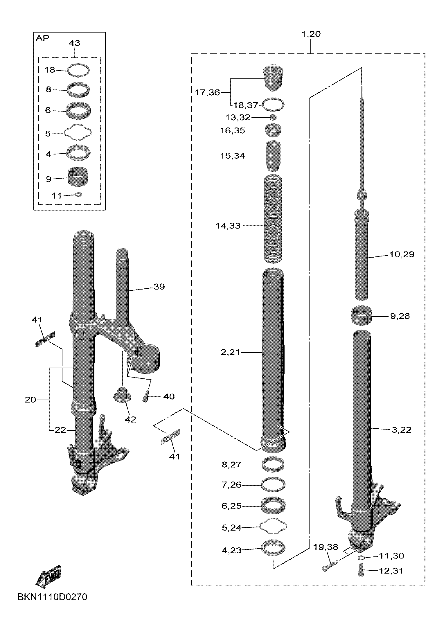 FRONT FORK Diagram terurai