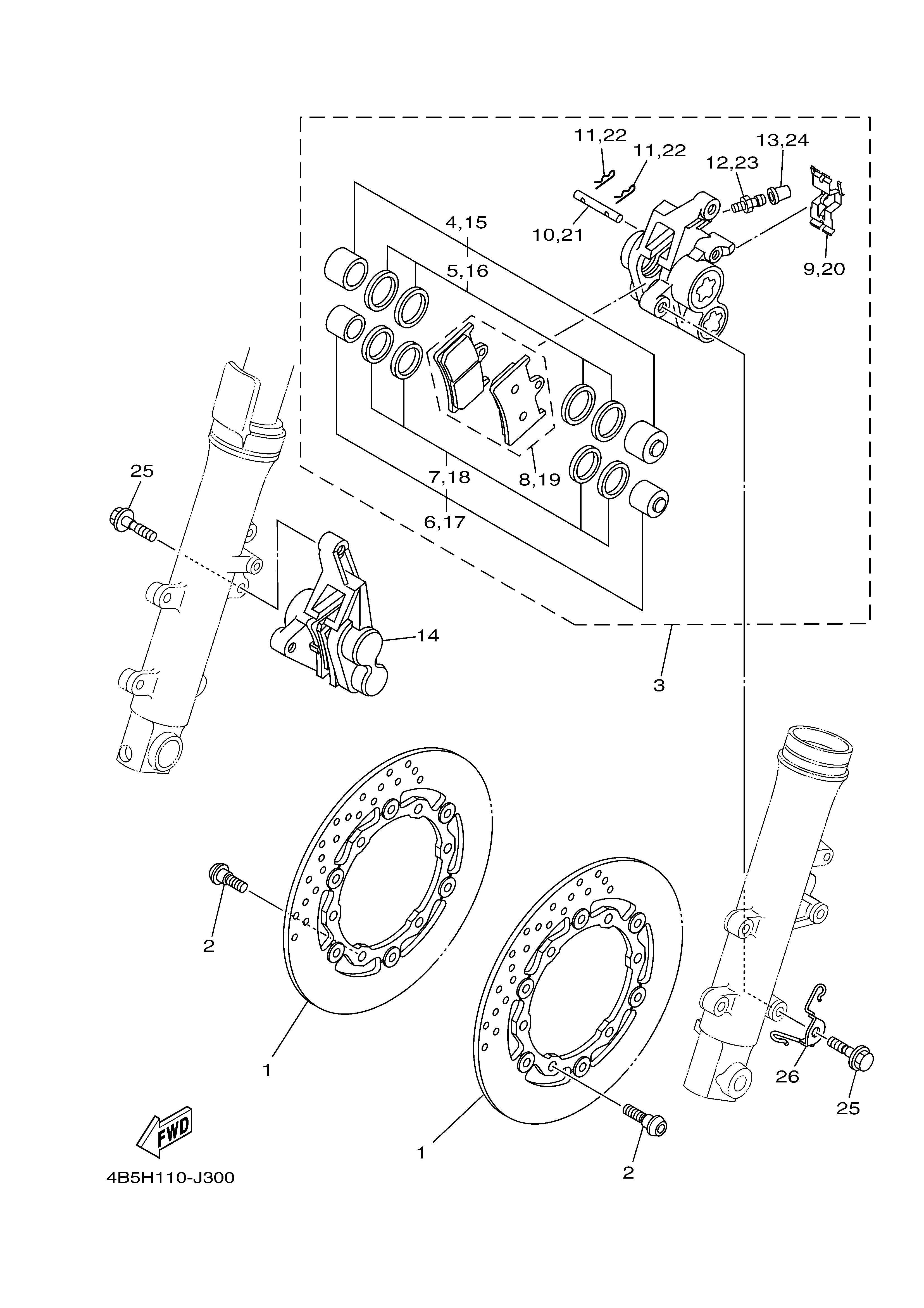 FRONT BRAKE CALIPER Vistas explodidas