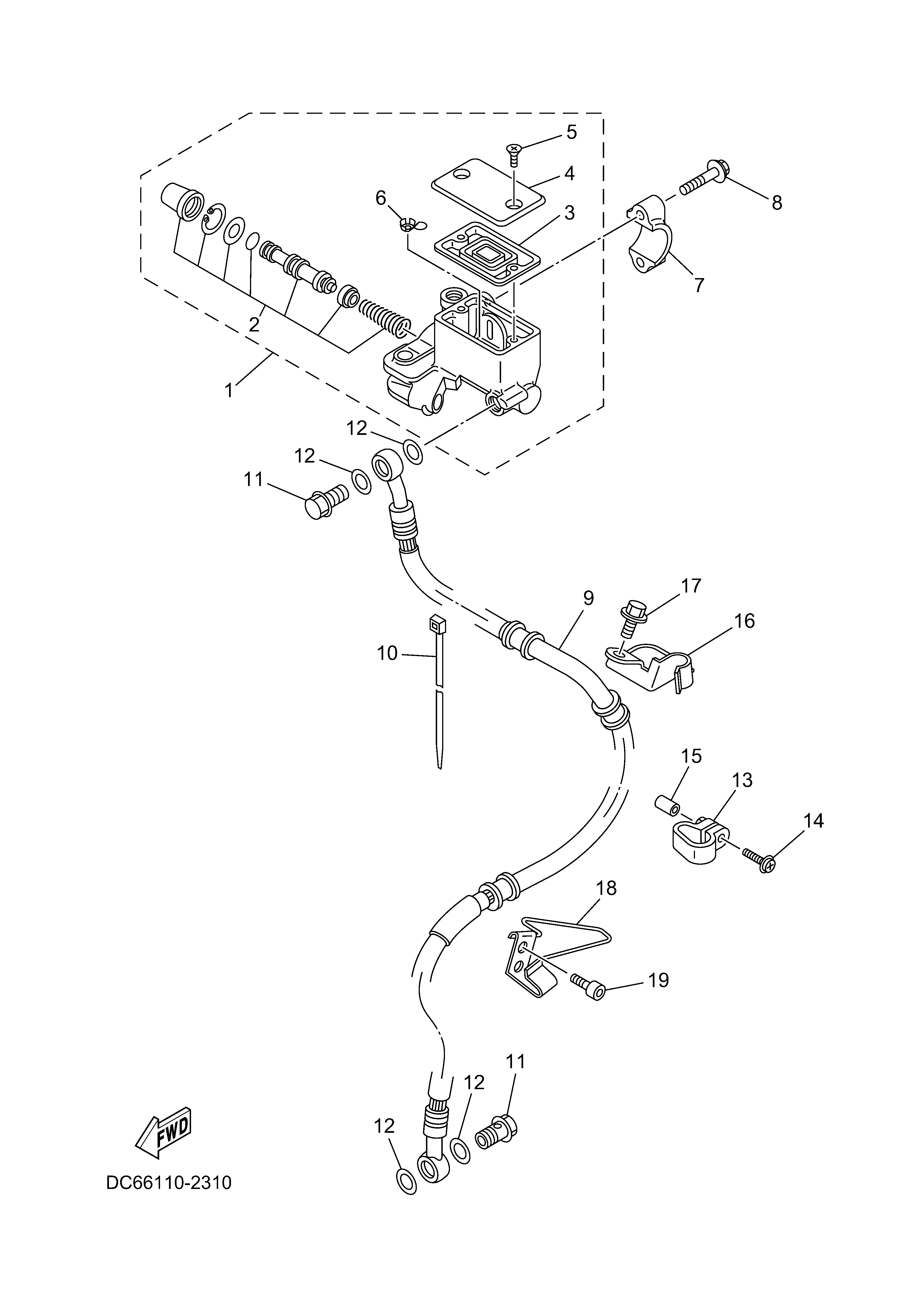 FRONT MASTER CYLINDER Vistas explodidas