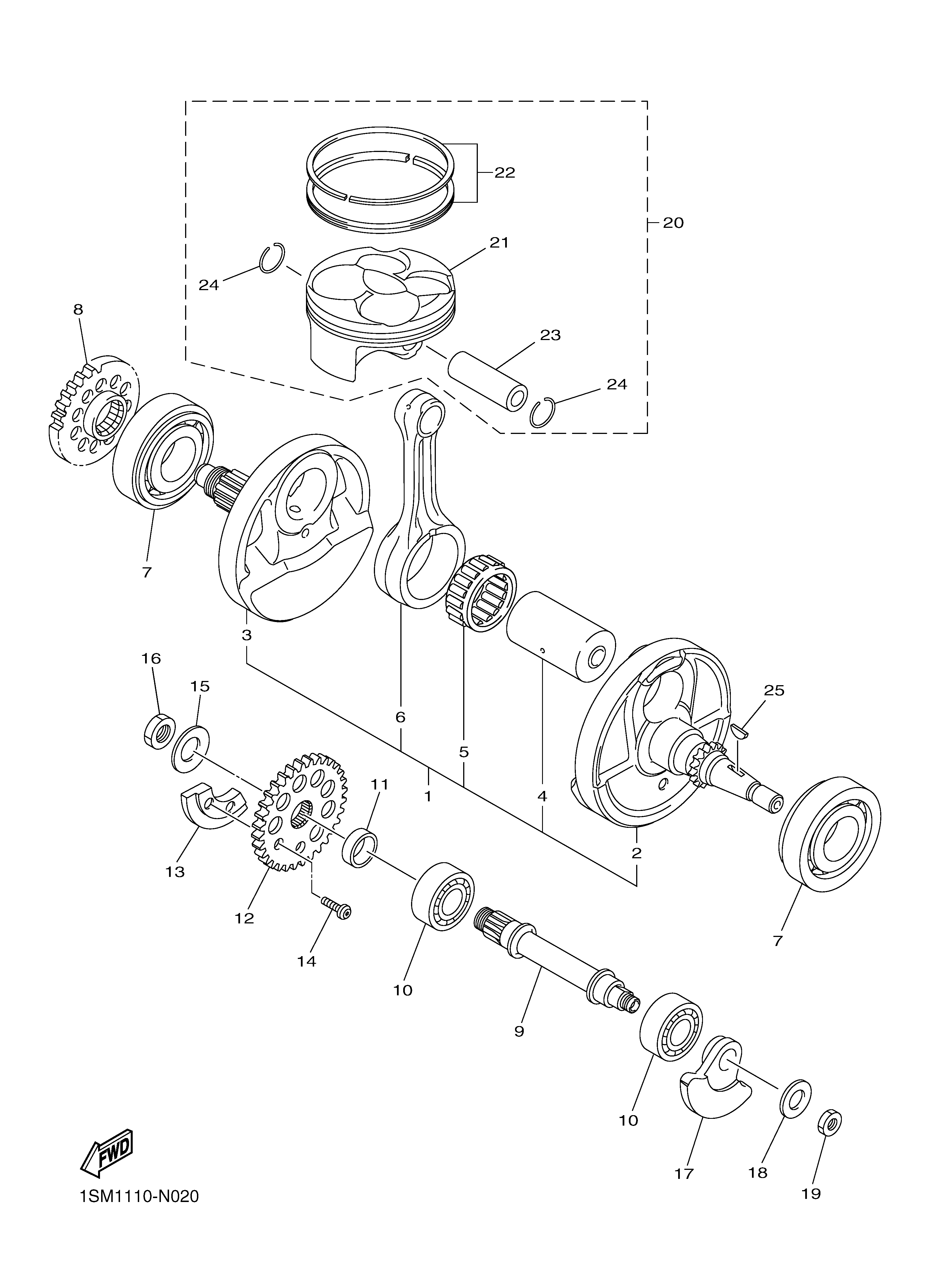 CRANKSHAFT PISTON Sơ đồ tách chi tiết
