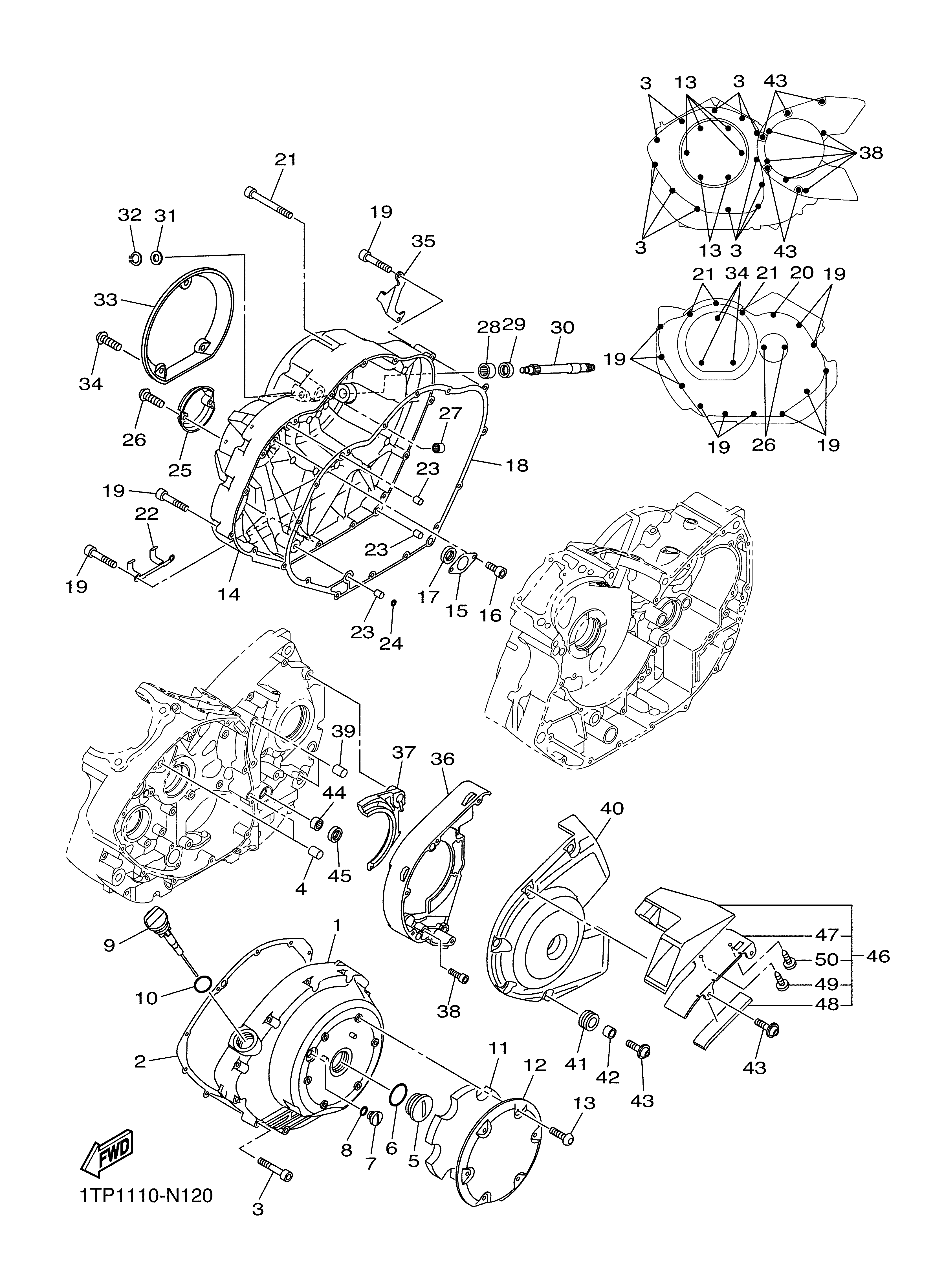 CRANKCASE COVER 1 Sơ đồ tách chi tiết