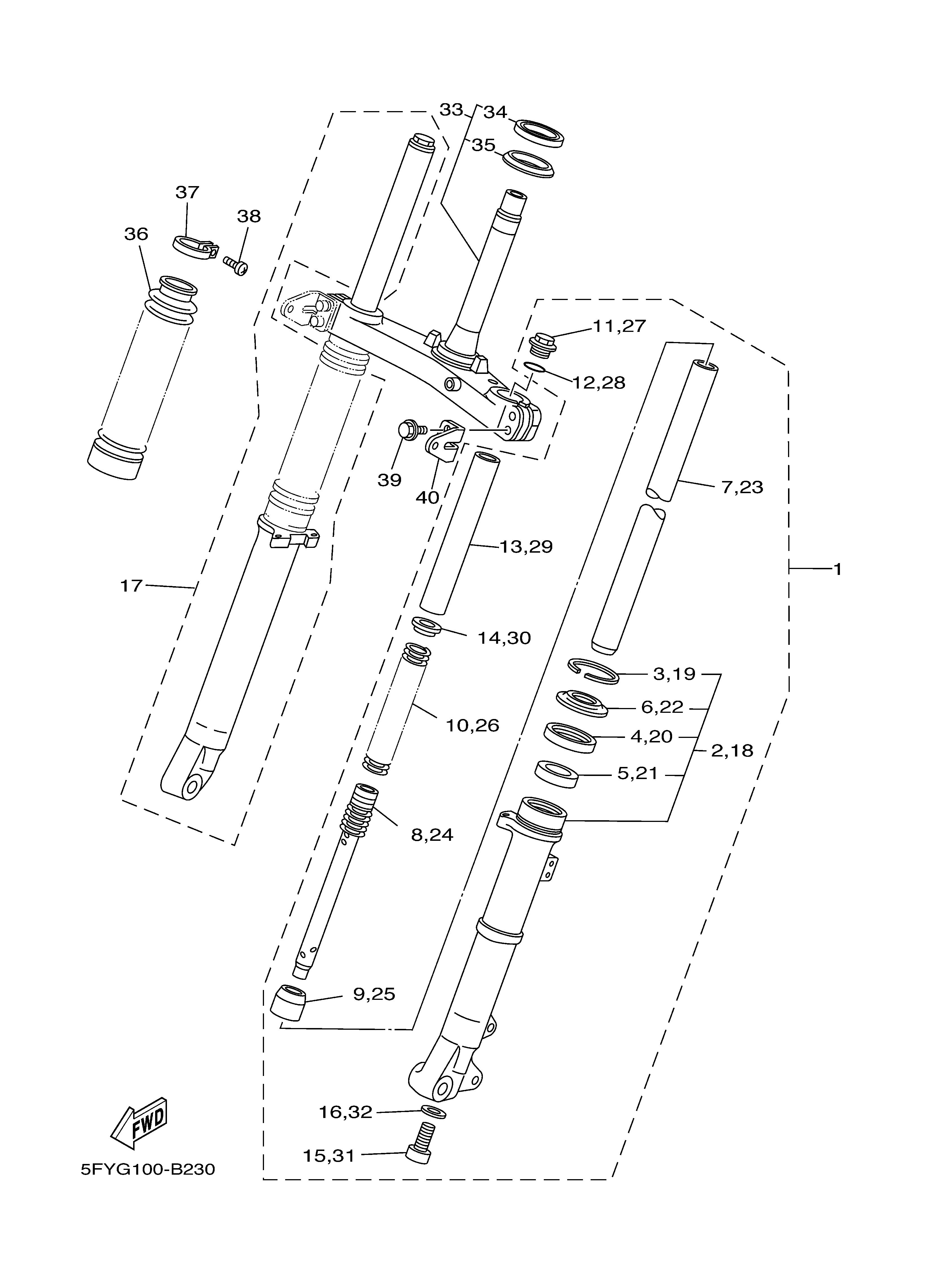 FRONT FORK Exploded diagrams