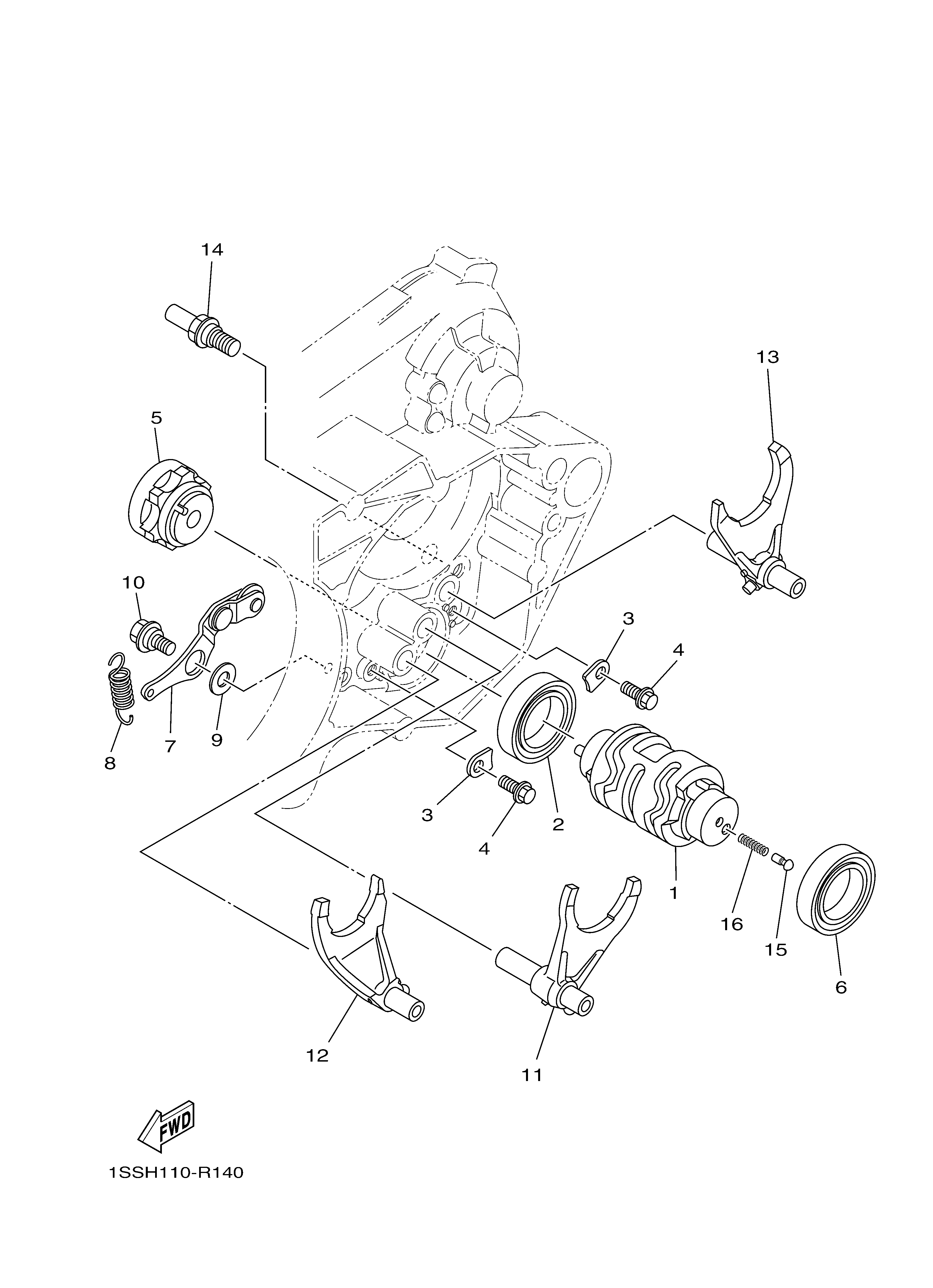 SHIFT CAM & FORK Exploded diagrams