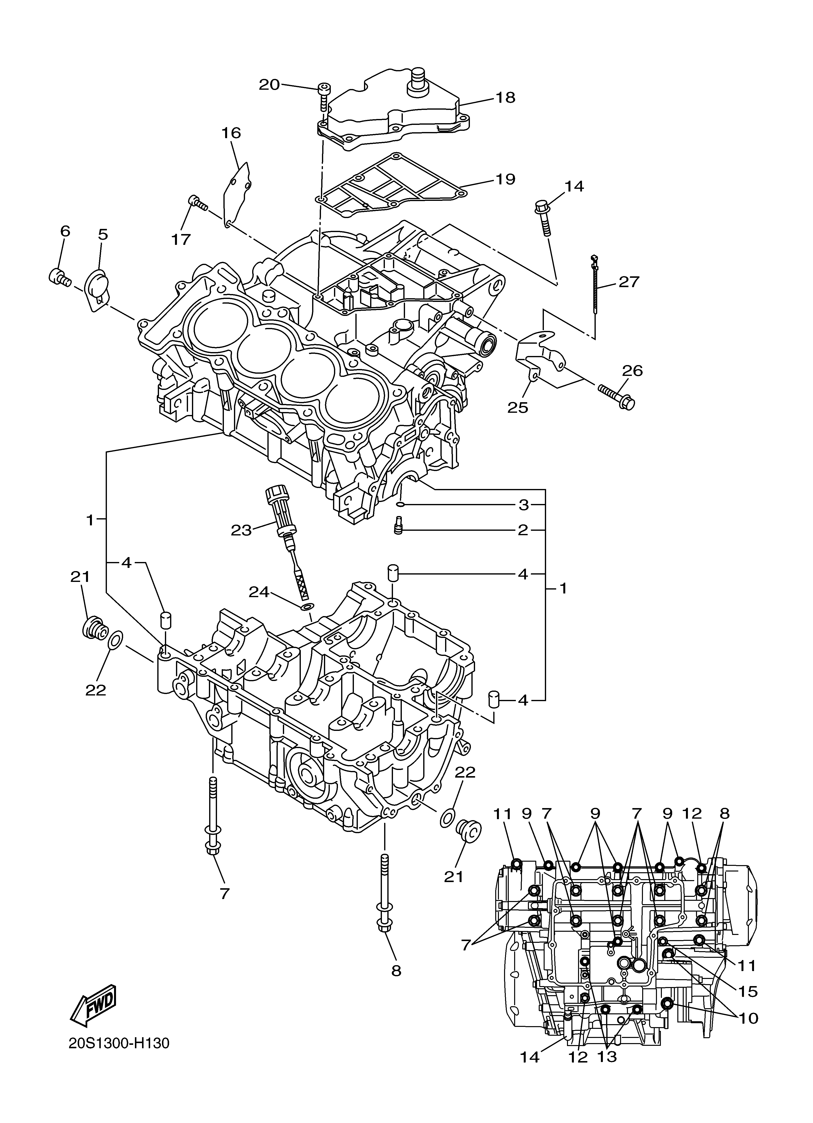 CRANKCASE Sơ đồ tách chi tiết