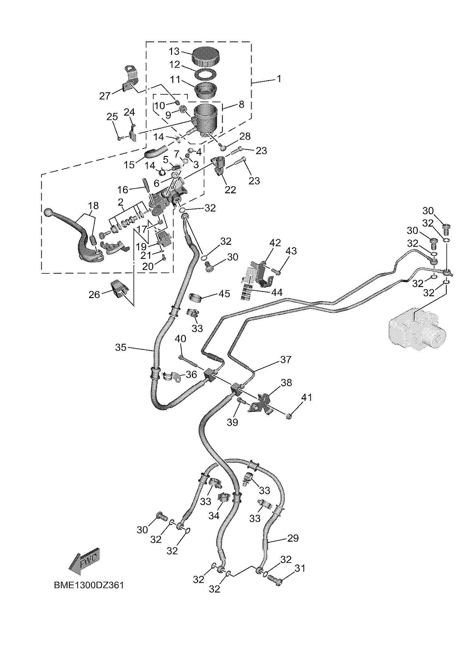 FRONT MASTER CYLINDER Diagram terurai