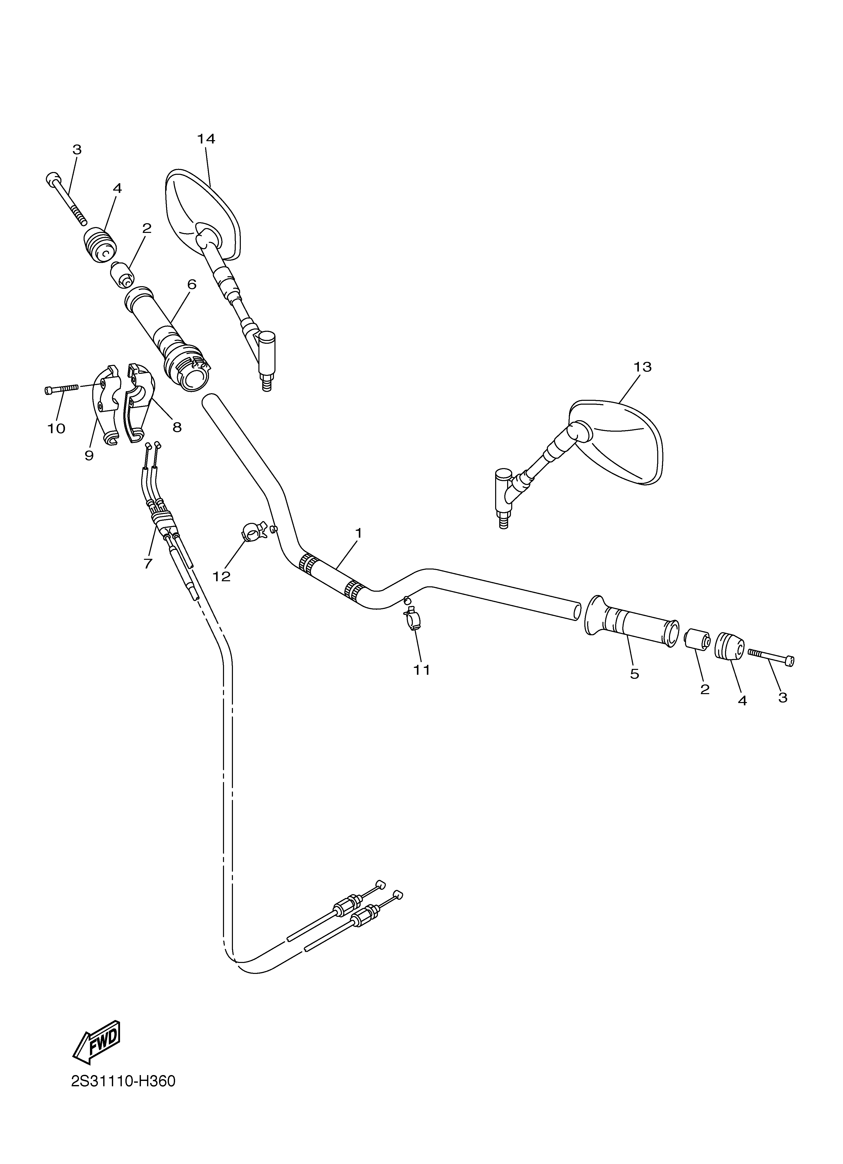 STEERING HANDLE CABLE ภาพแยกชิ้นส่วน