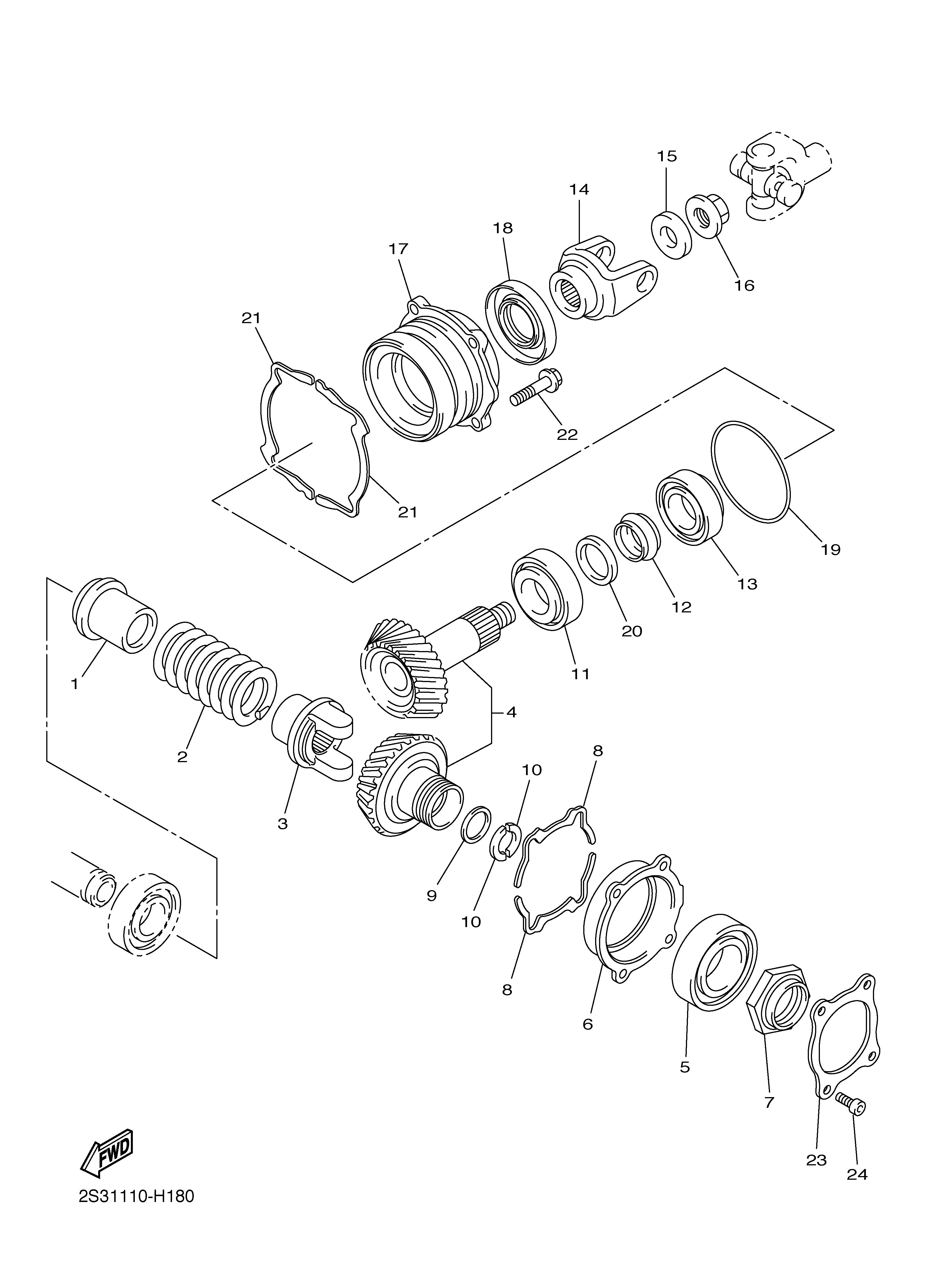 MIDDLE DRIVE GEAR Sơ đồ tách chi tiết