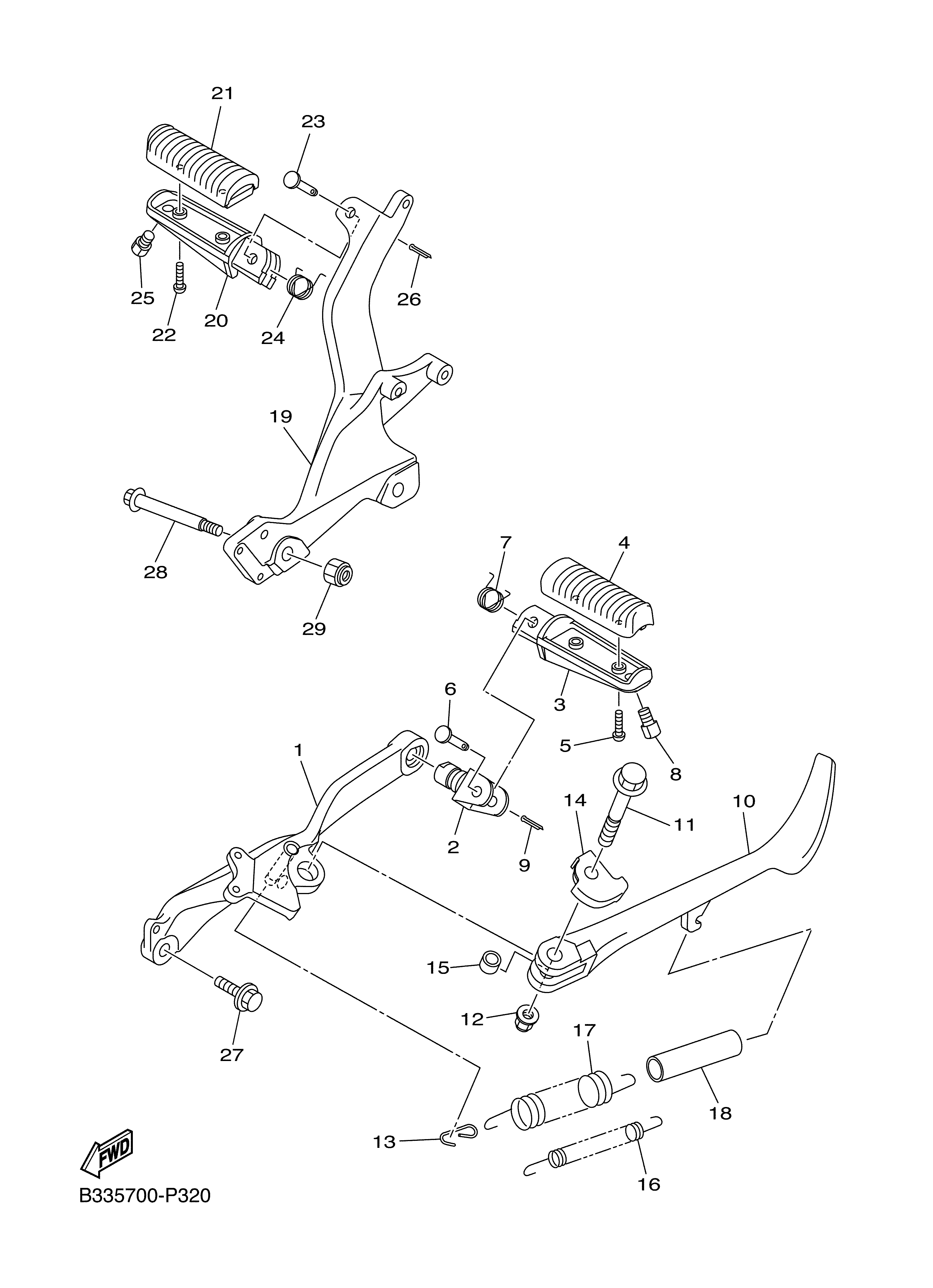 STAND FOOTREST Exploded diagrams