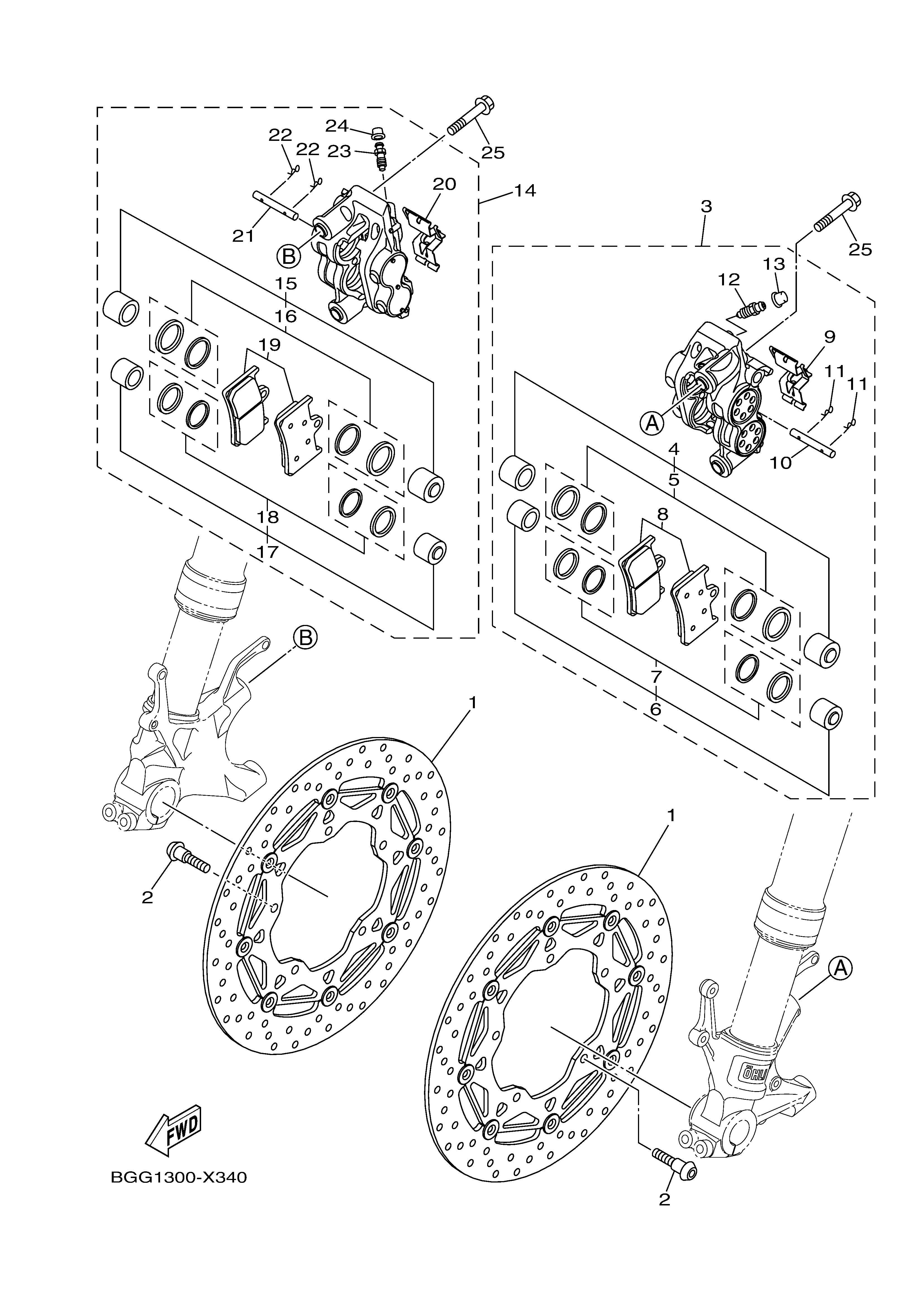 FRONT BRAKE CALIPER ภาพแยกชิ้นส่วน