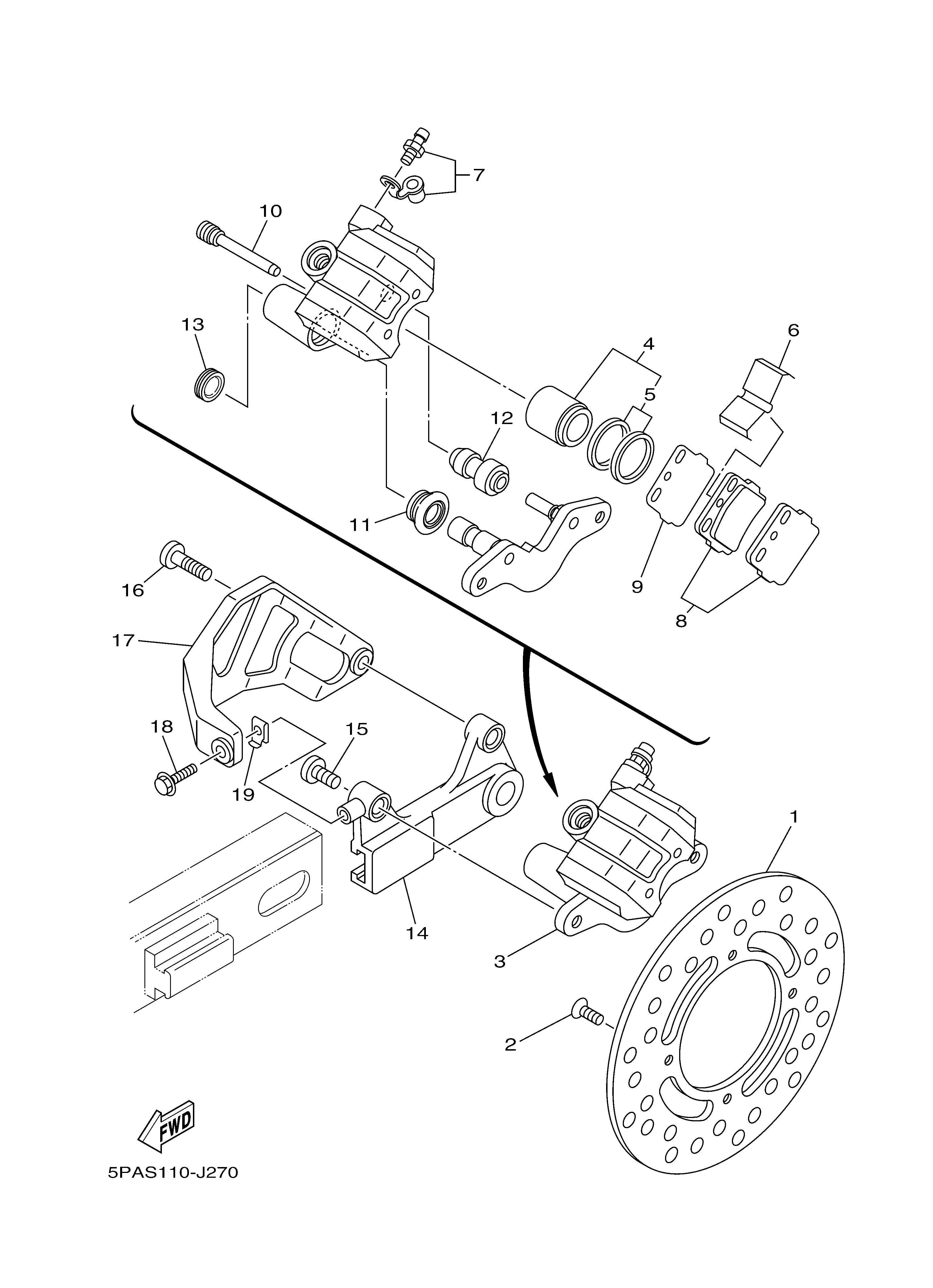 REAR BRAKE CALIPER ภาพแยกชิ้นส่วน