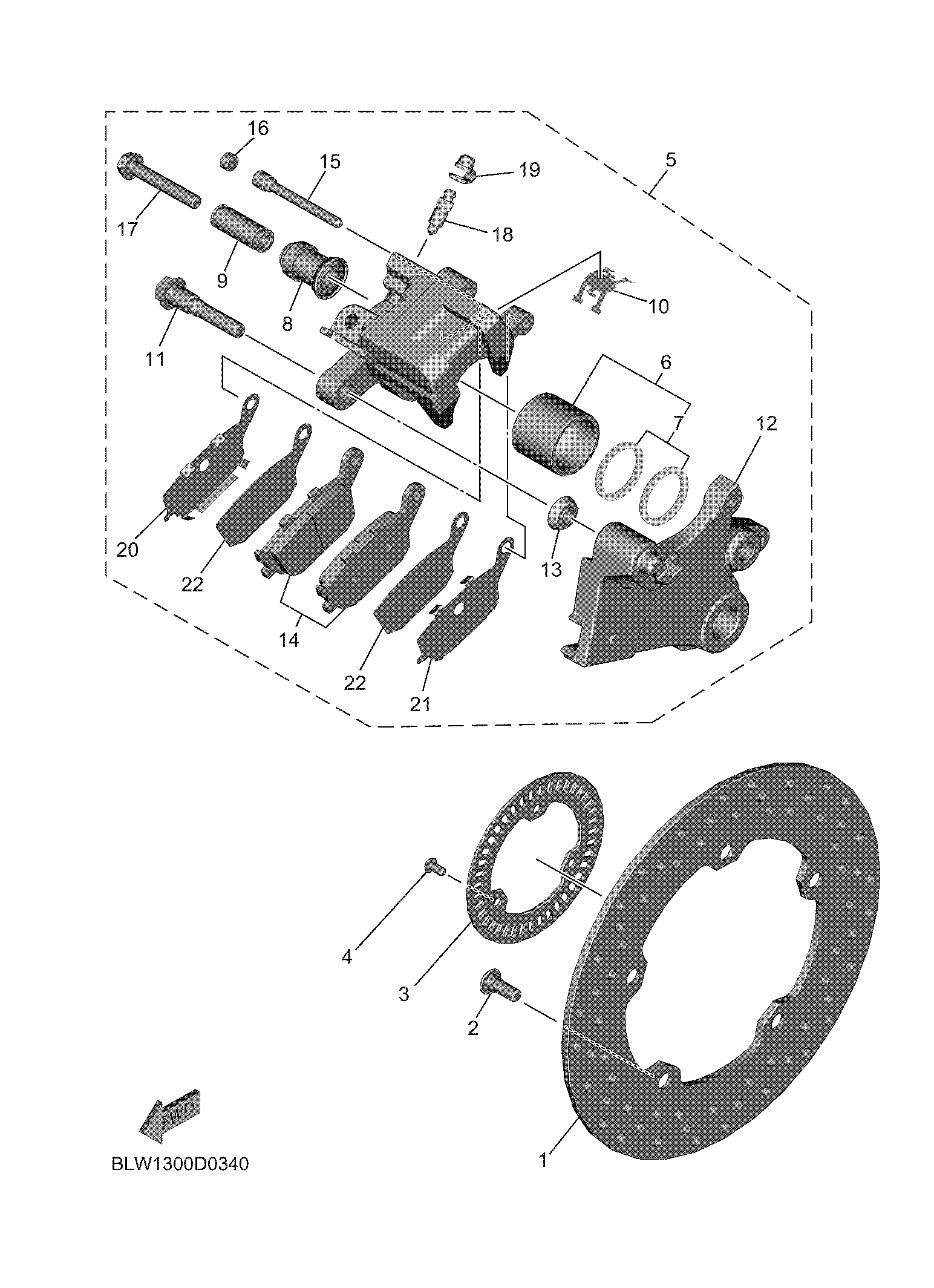 REAR BRAKE CALIPER Sơ đồ tách chi tiết