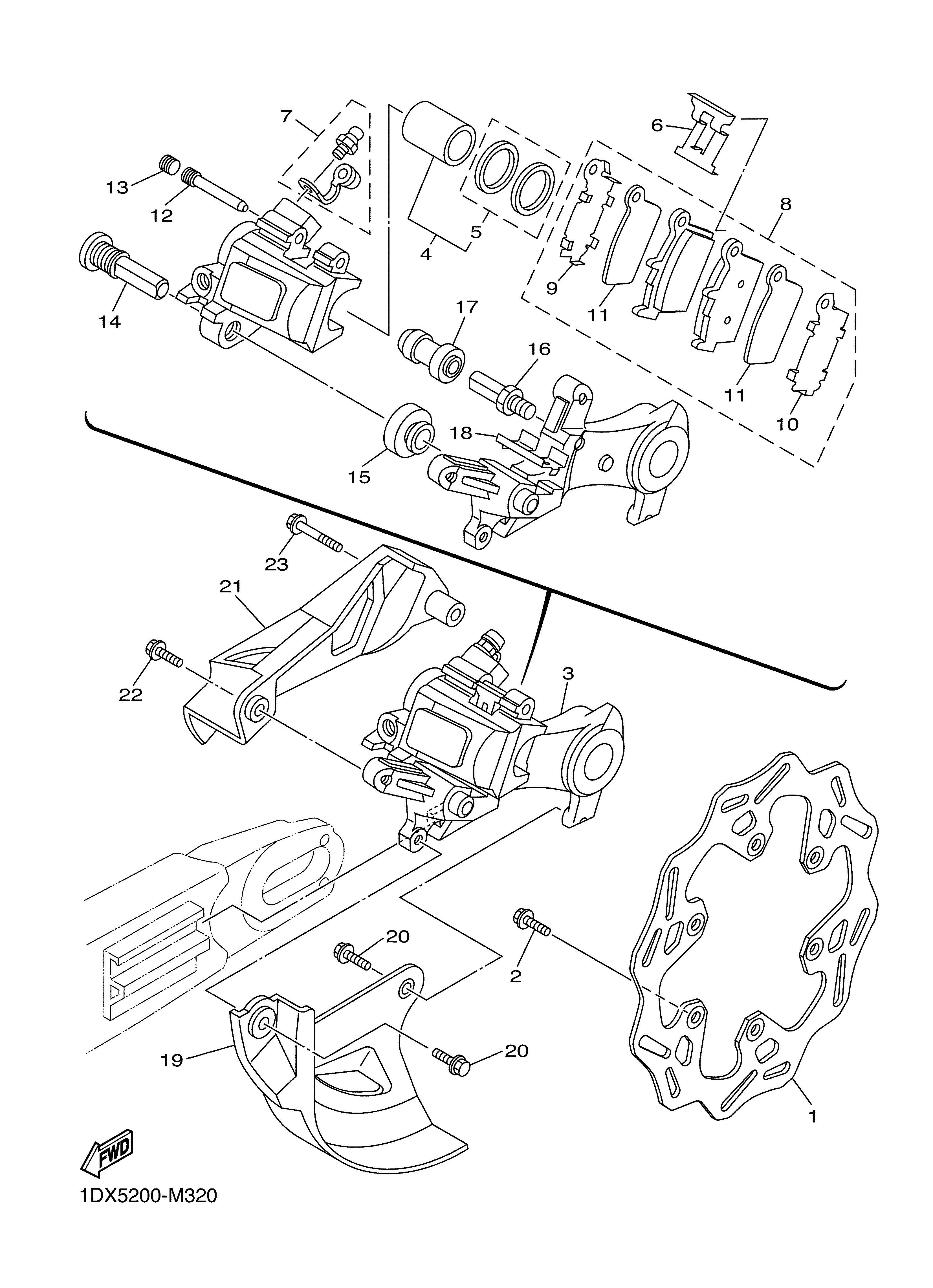 REAR BRAKE CALIPER ภาพแยกชิ้นส่วน
