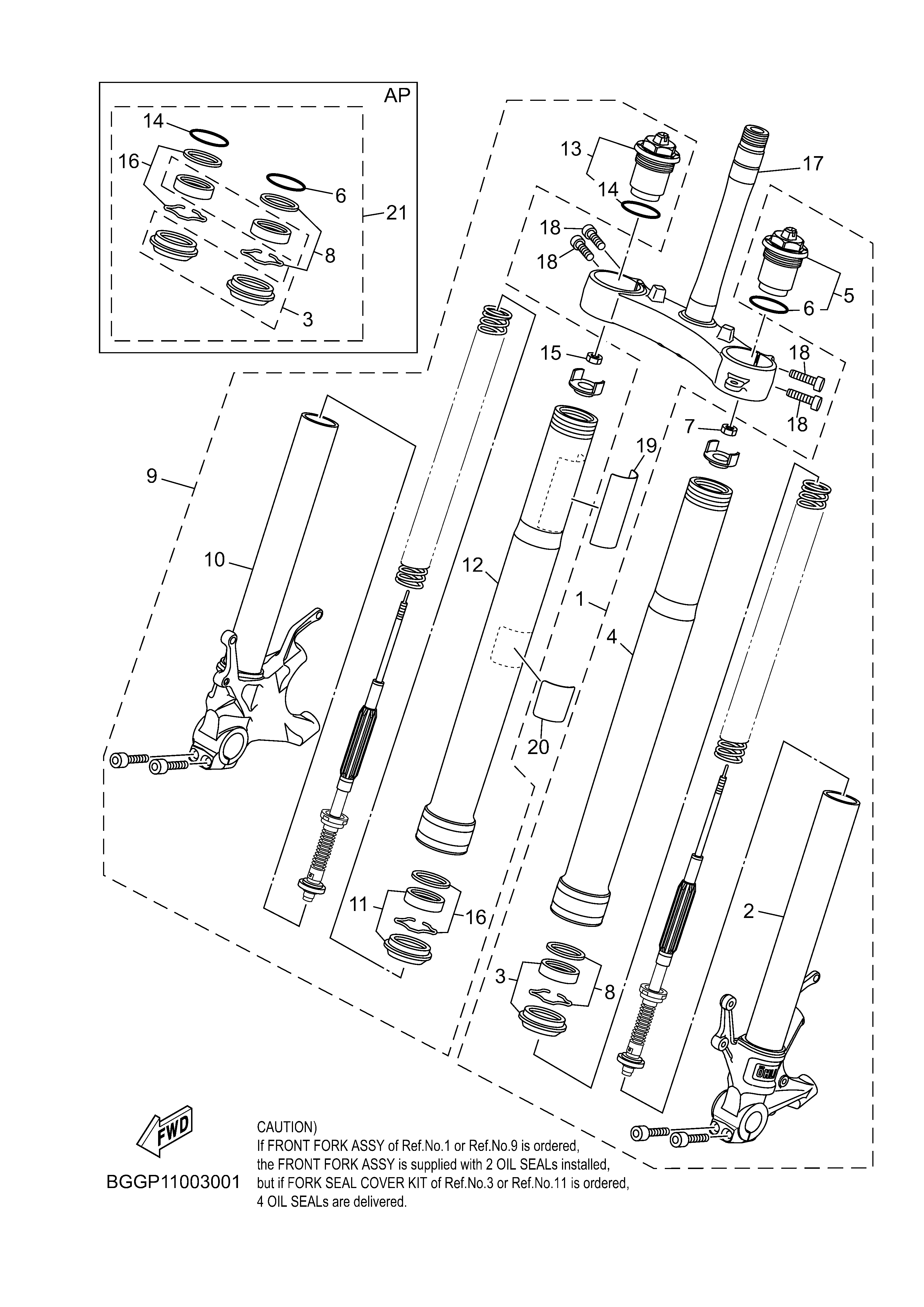 FRONT FORK ภาพแยกชิ้นส่วน