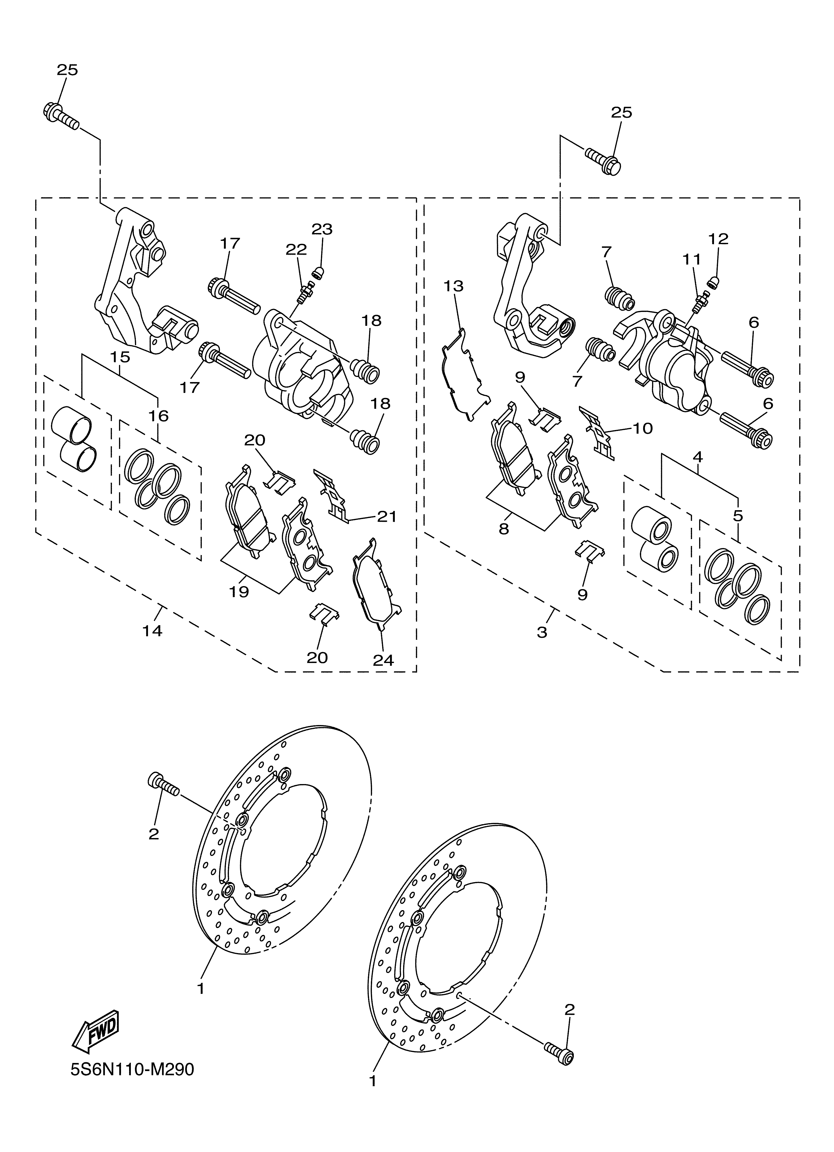 FRONT BRAKE CALIPER ภาพแยกชิ้นส่วน