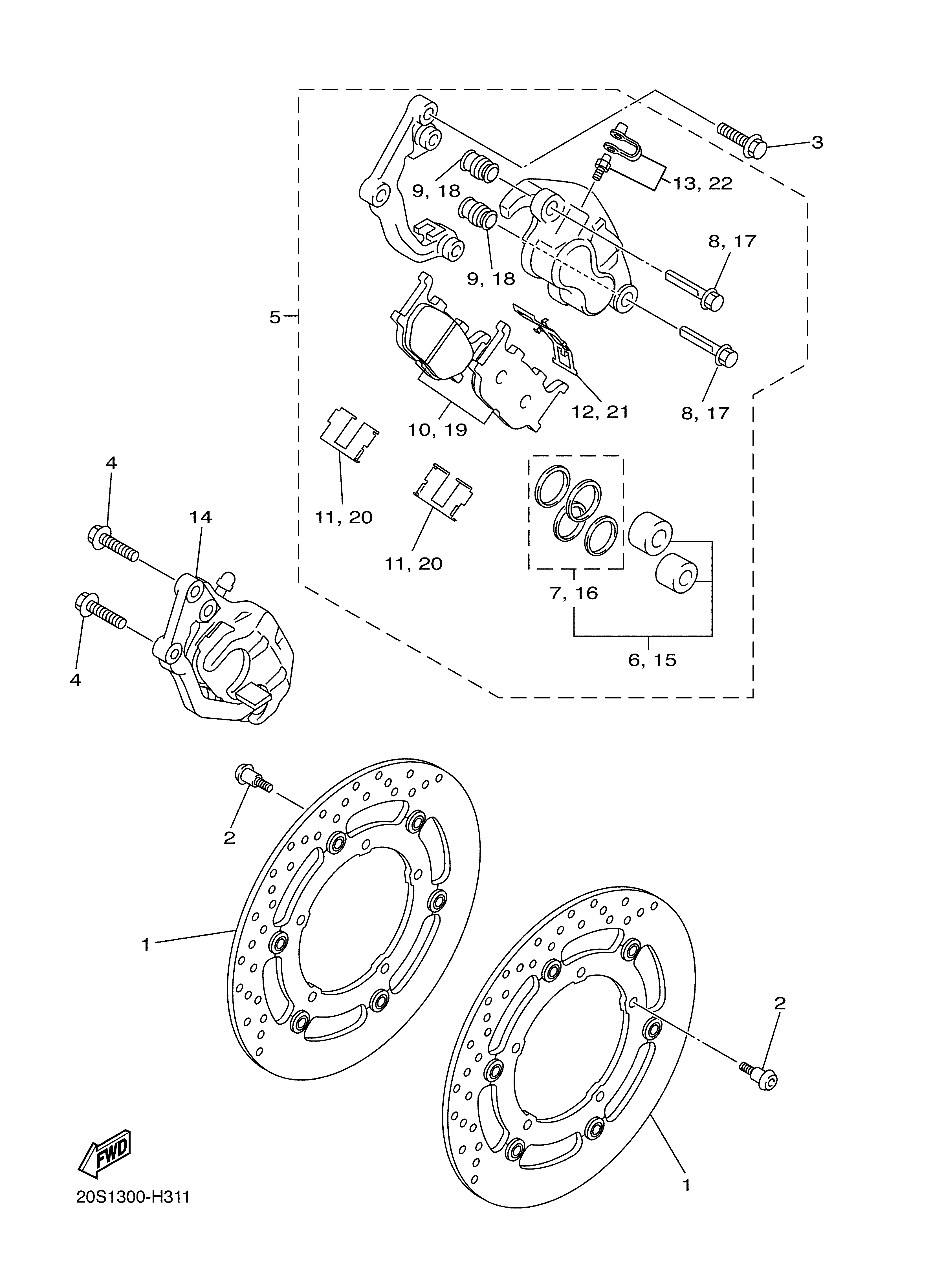 FRONT BRAKE CALIPER 爆炸图