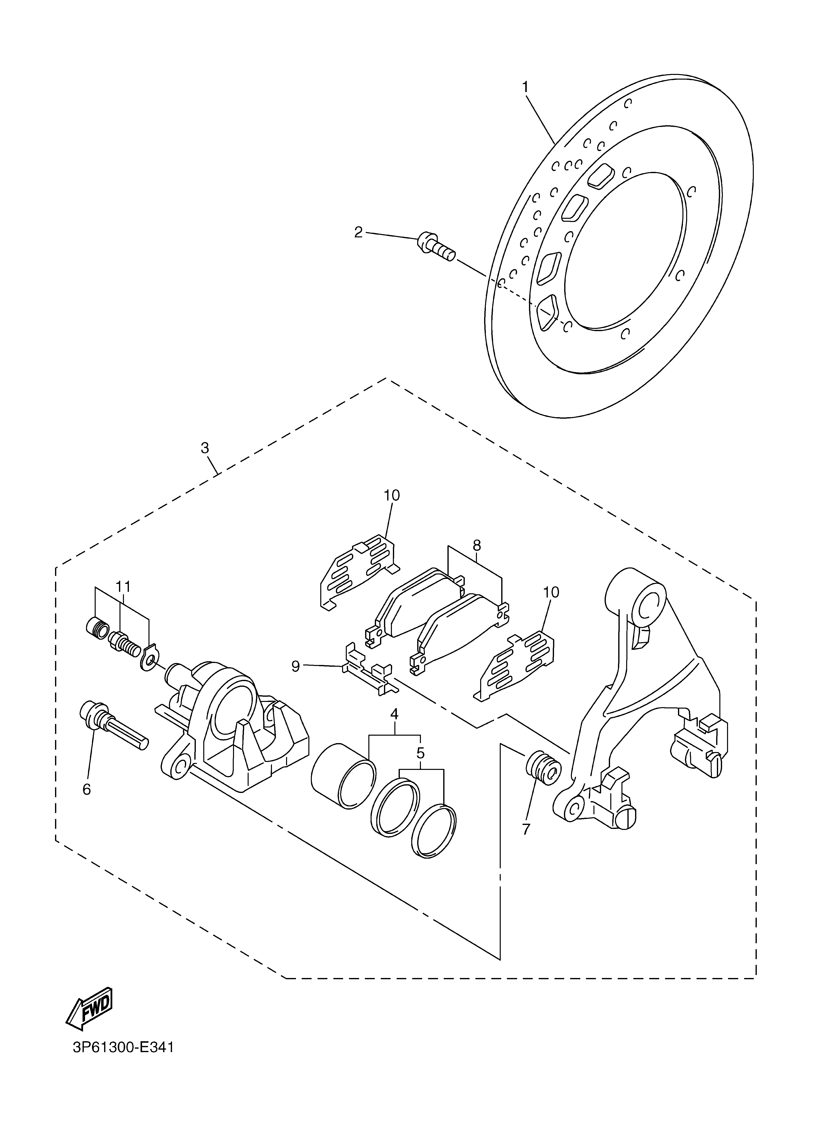 REAR BRAKE CALIPER ภาพแยกชิ้นส่วน