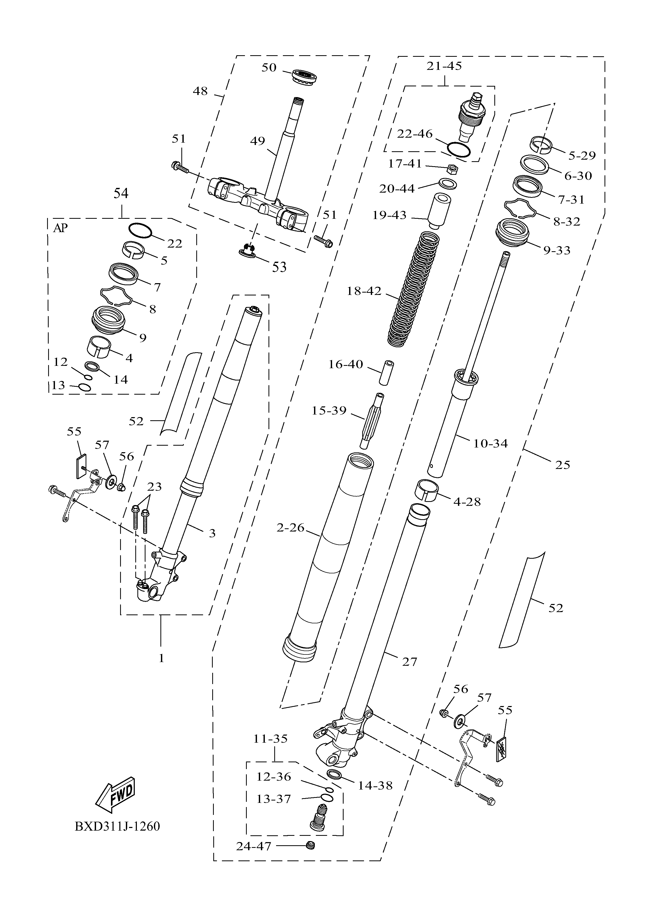 FRONT FORK 爆炸图