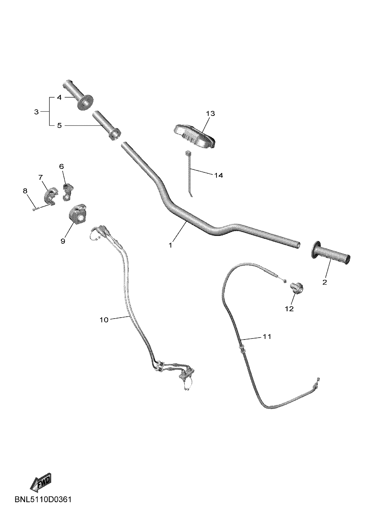 STEERING HANDLE & CABLE Exploded diagrams