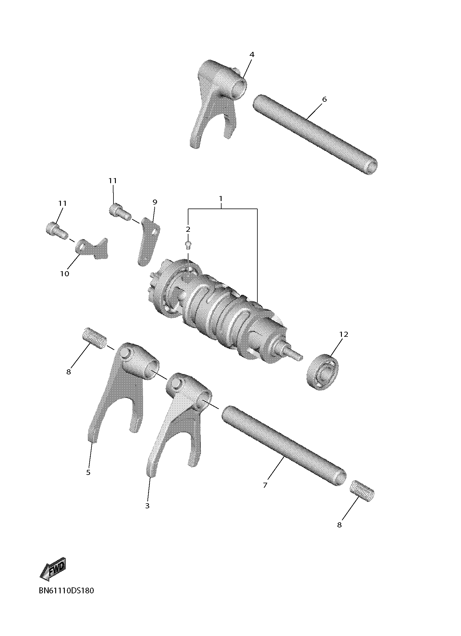 SHIFT CAM & FORK Exploded diagrams