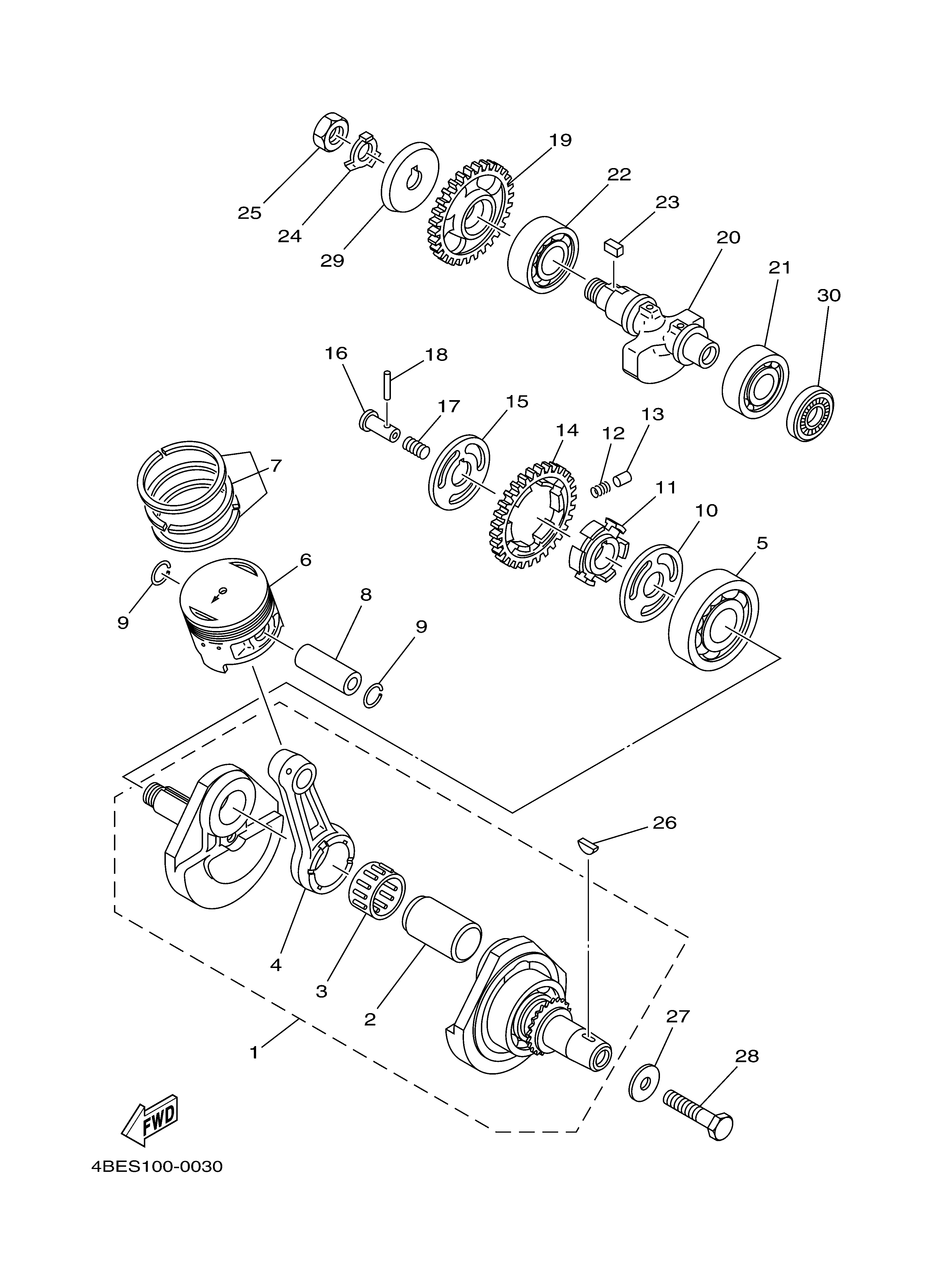 CRANKSHAFT & PISTON Exploded diagrams