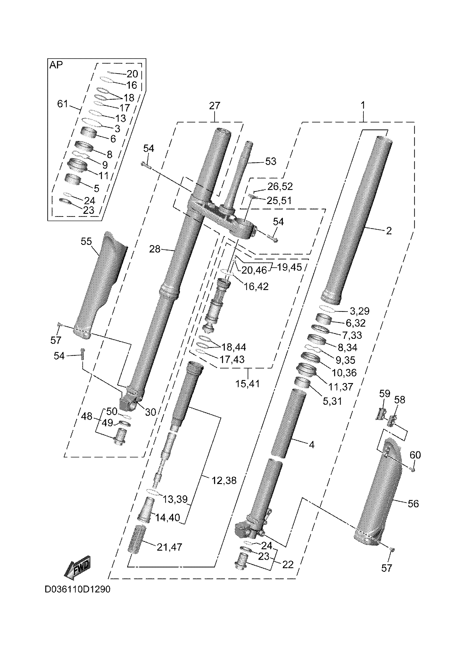 FRONT FORK ภาพแยกชิ้นส่วน