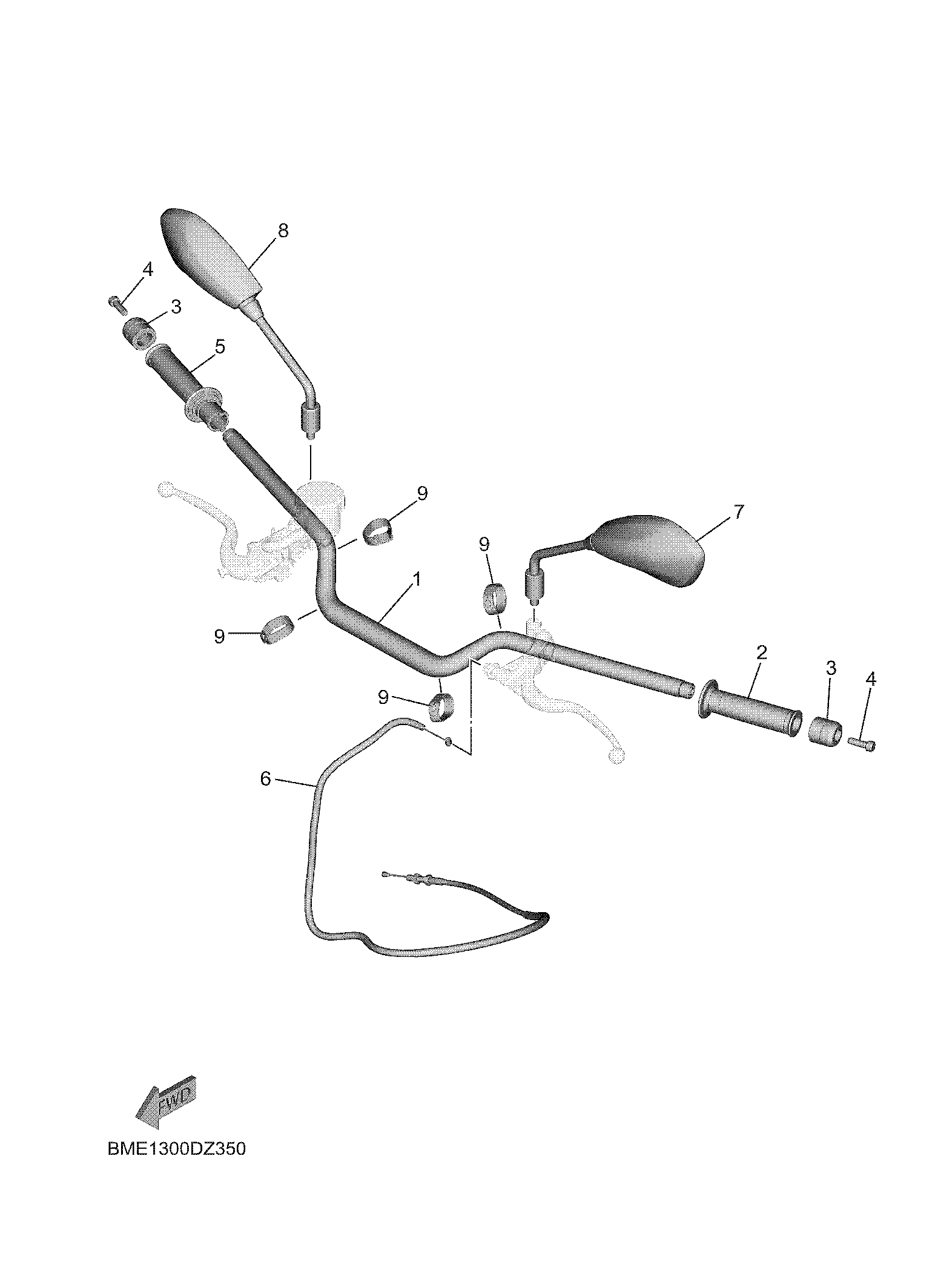 STEERING HANDLE & CABLE ภาพแยกชิ้นส่วน