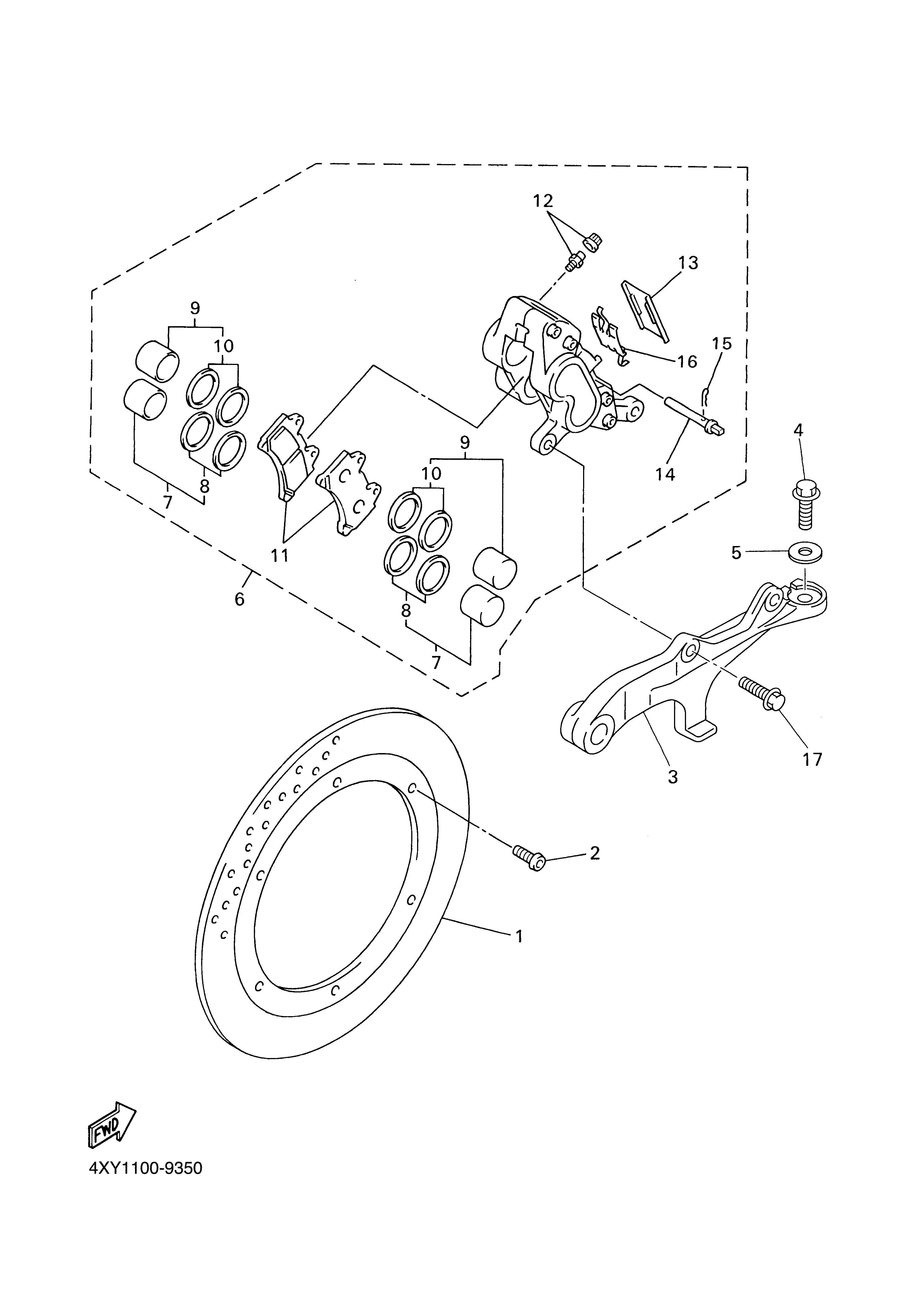 REAR BRAKE CALIPER ภาพแยกชิ้นส่วน