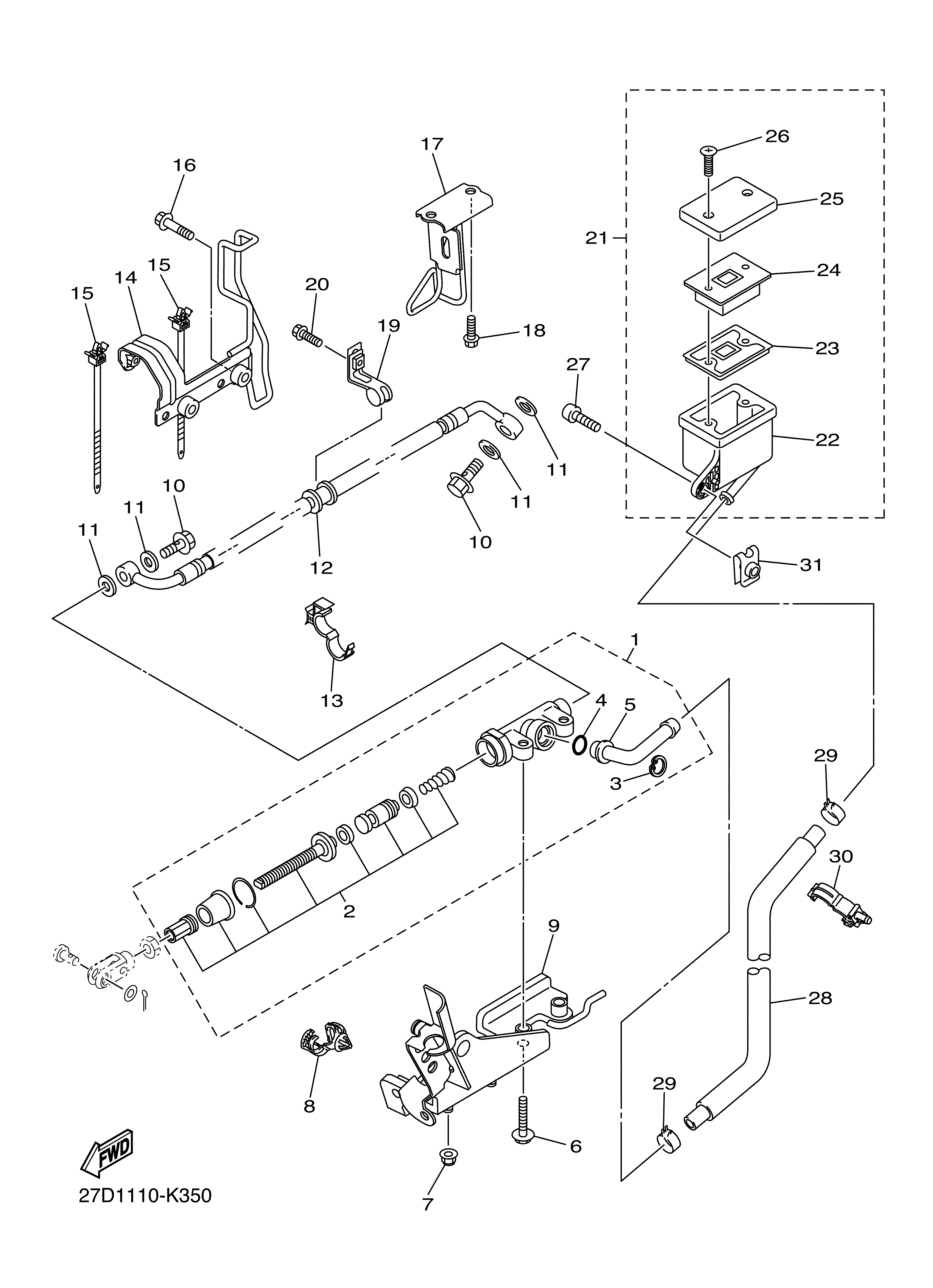 REAR MASTER CYLINDER ภาพแยกชิ้นส่วน