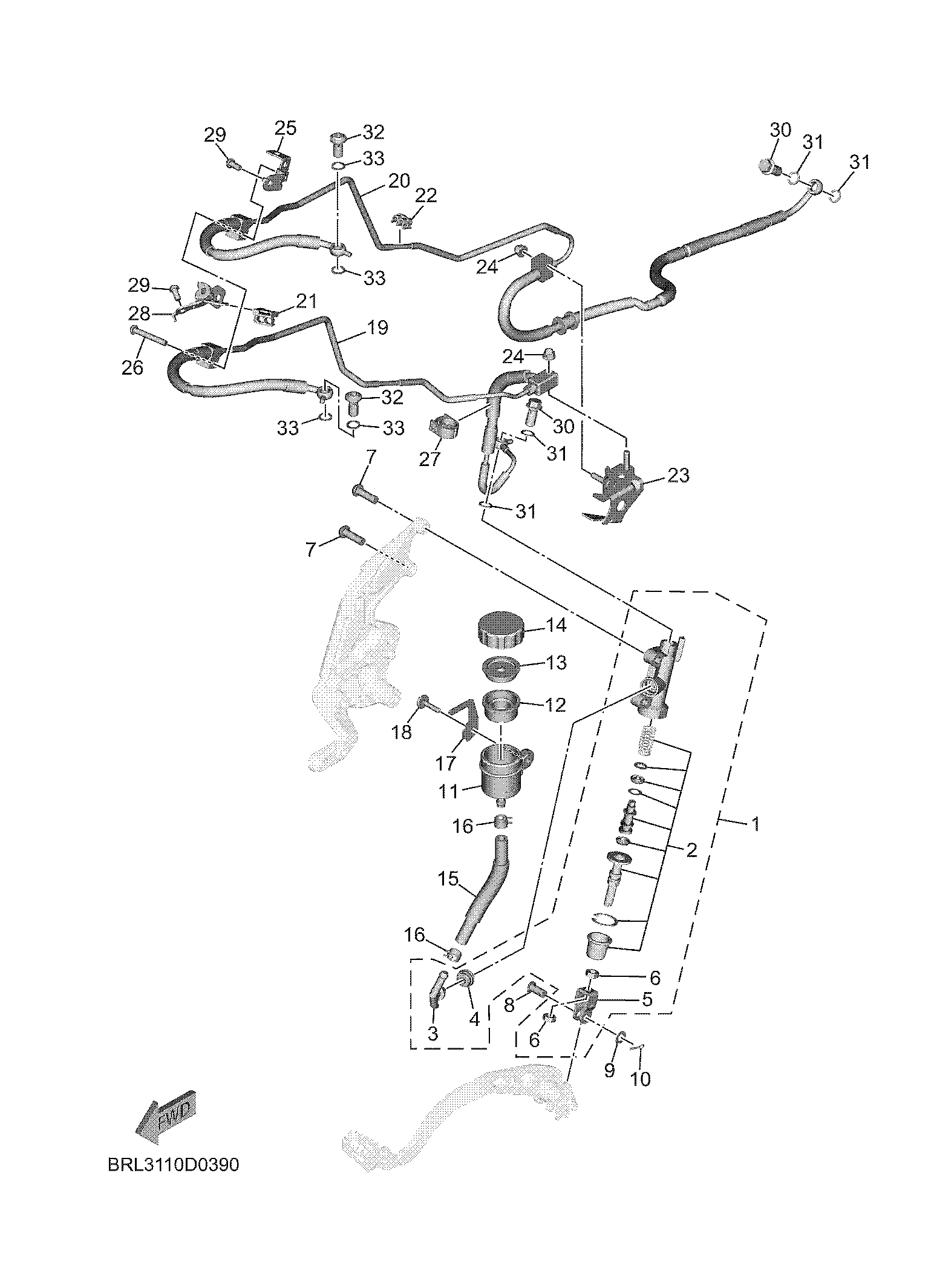 REAR MASTER CYLINDER 爆炸图