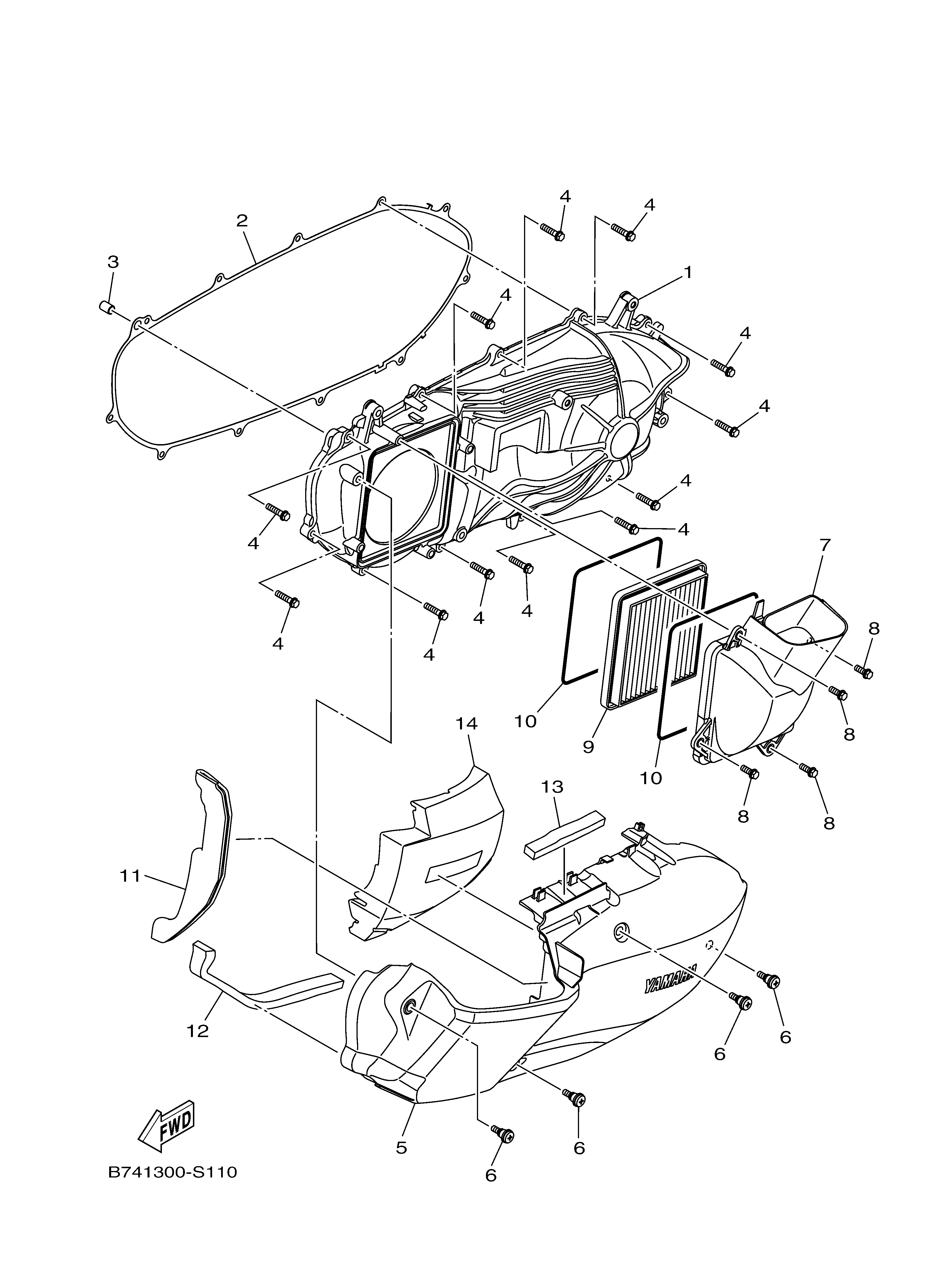 CRANKCASE COVER 1 Diagram terurai