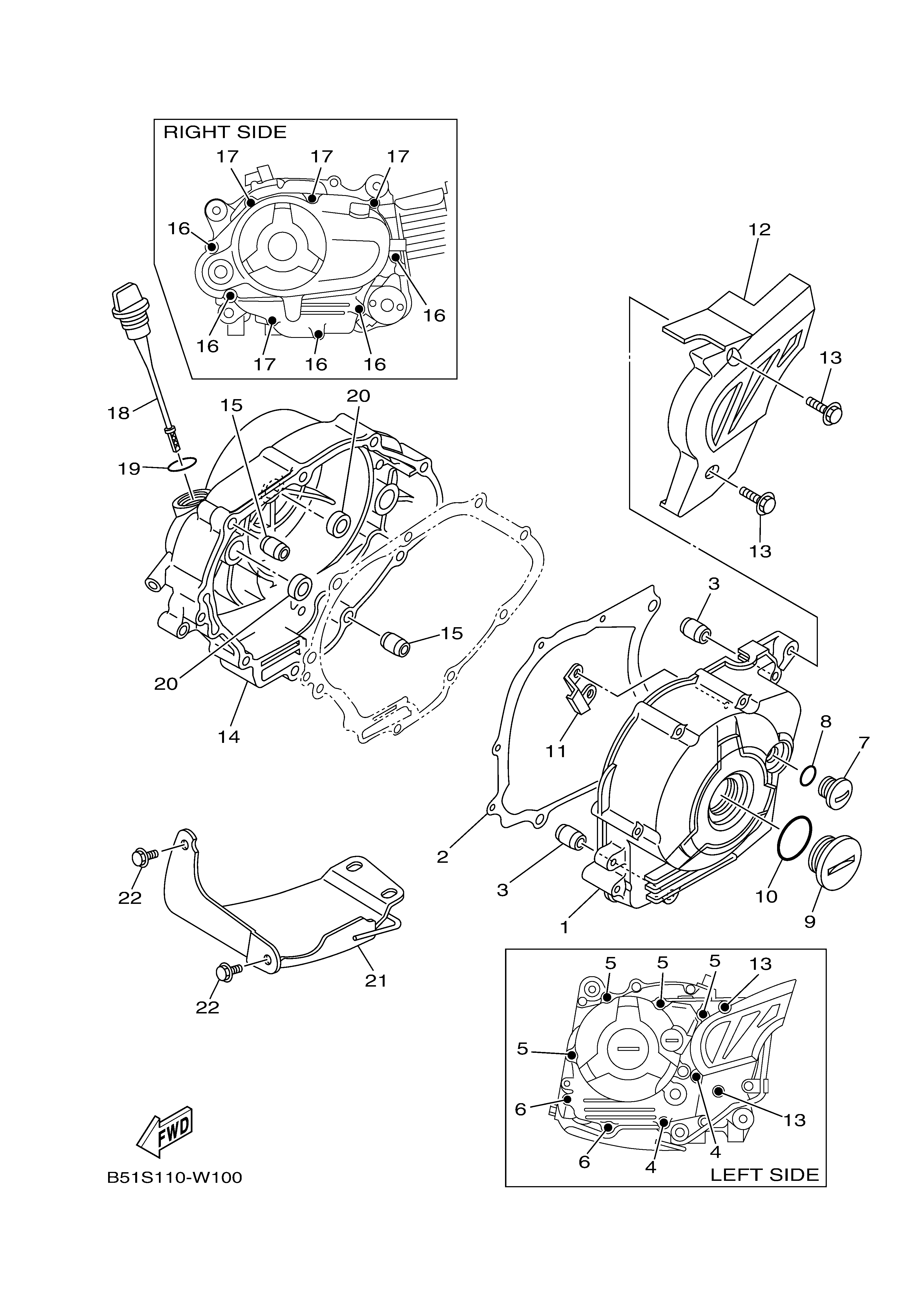 CRANKCASE COVER 1 Sơ đồ tách chi tiết