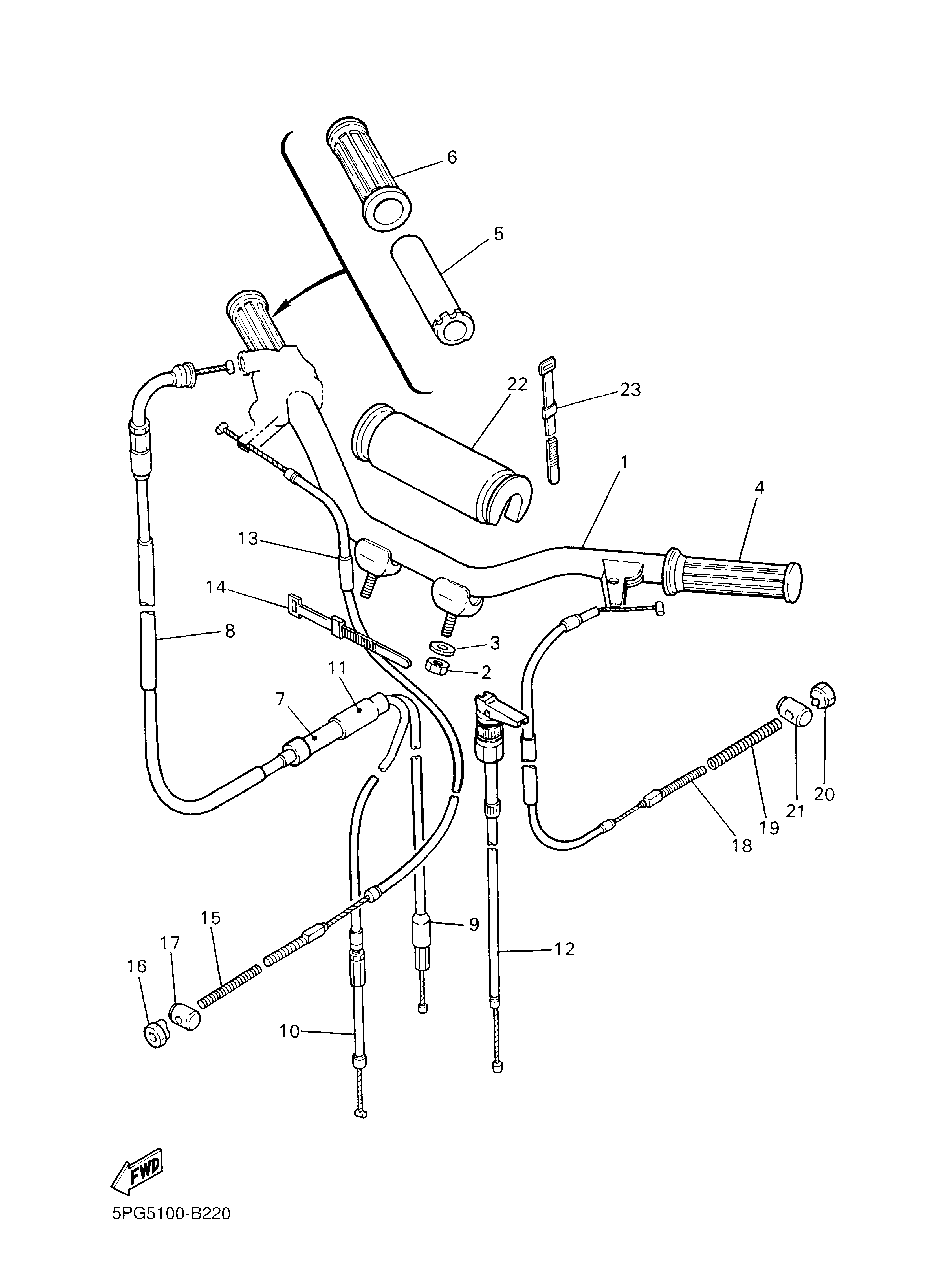 STEERING HANDLE & CABLE ภาพแยกชิ้นส่วน