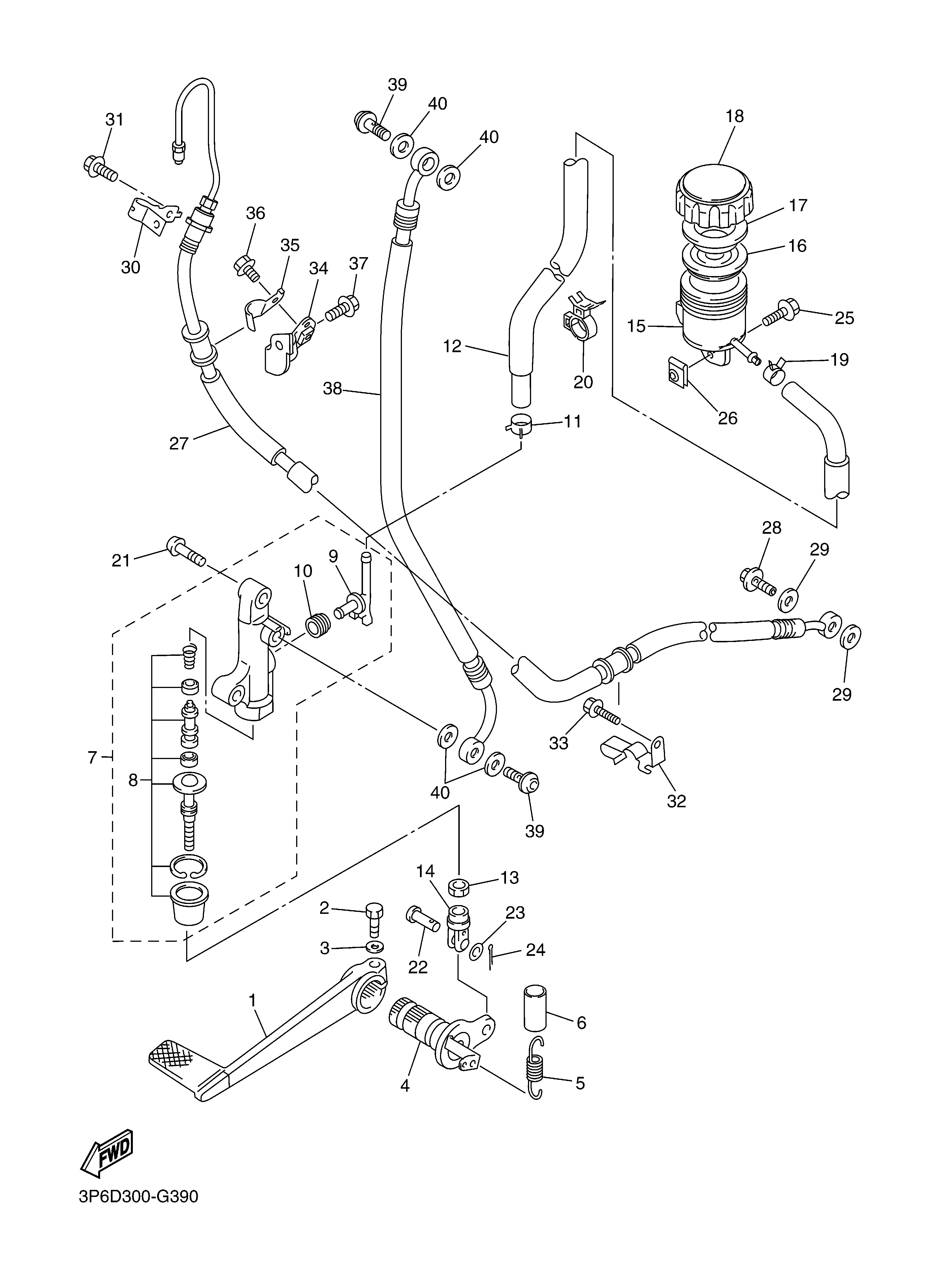 REAR MASTER CYLINDER ภาพแยกชิ้นส่วน