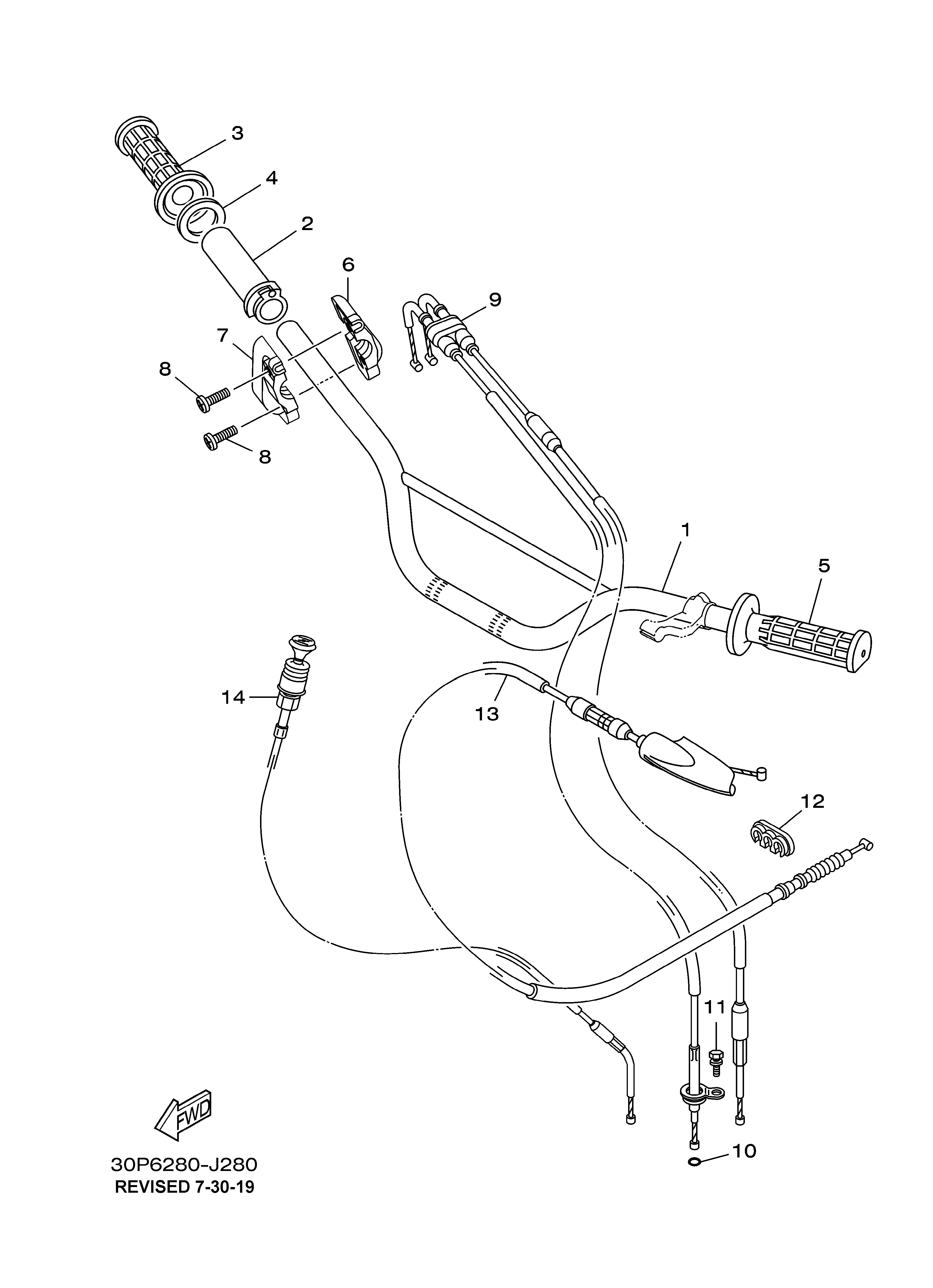 STEERING HANDLE CABLE Vistas explodidas