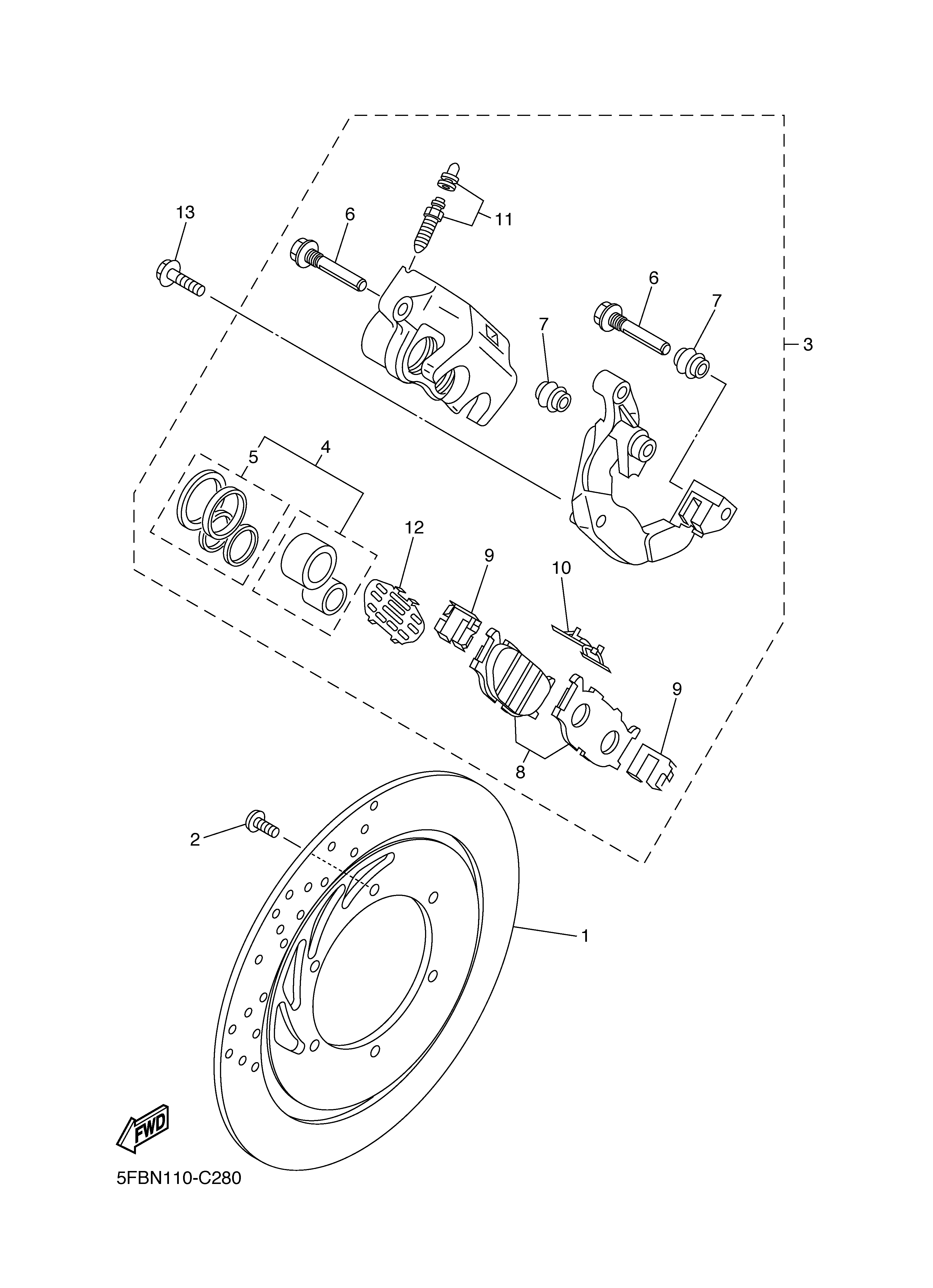 FRONT BRAKE CALIPER Vistas explodidas
