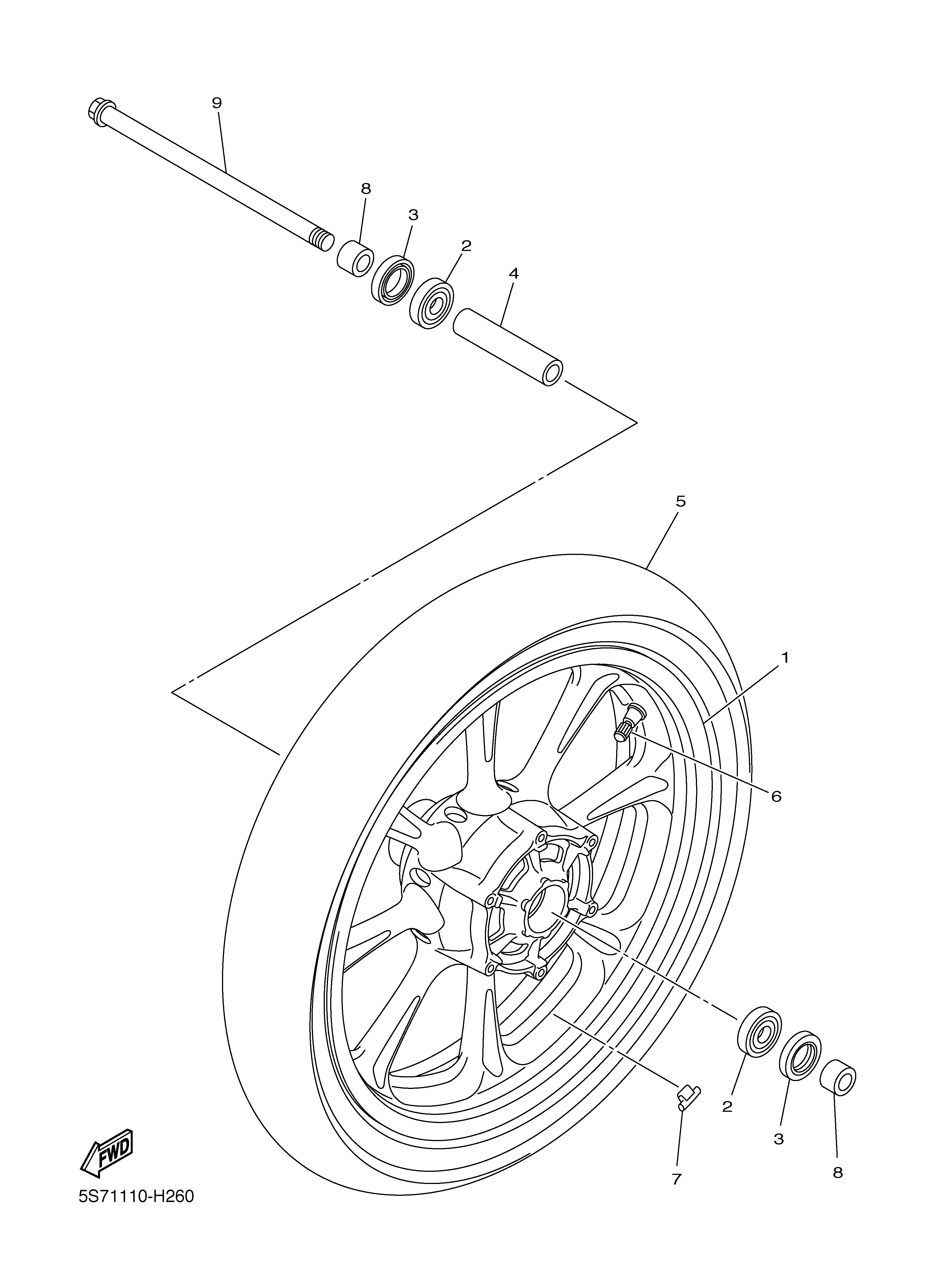 FRONT WHEEL Sơ đồ tách chi tiết