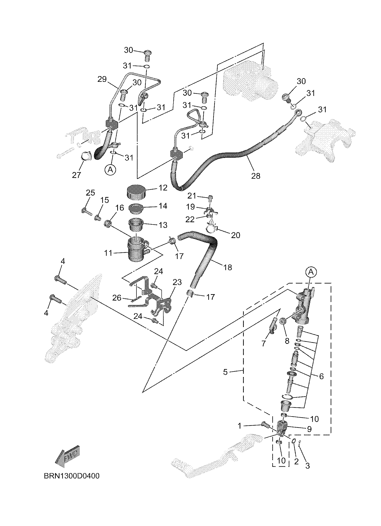 REAR MASTER CYLINDER Diagram terurai