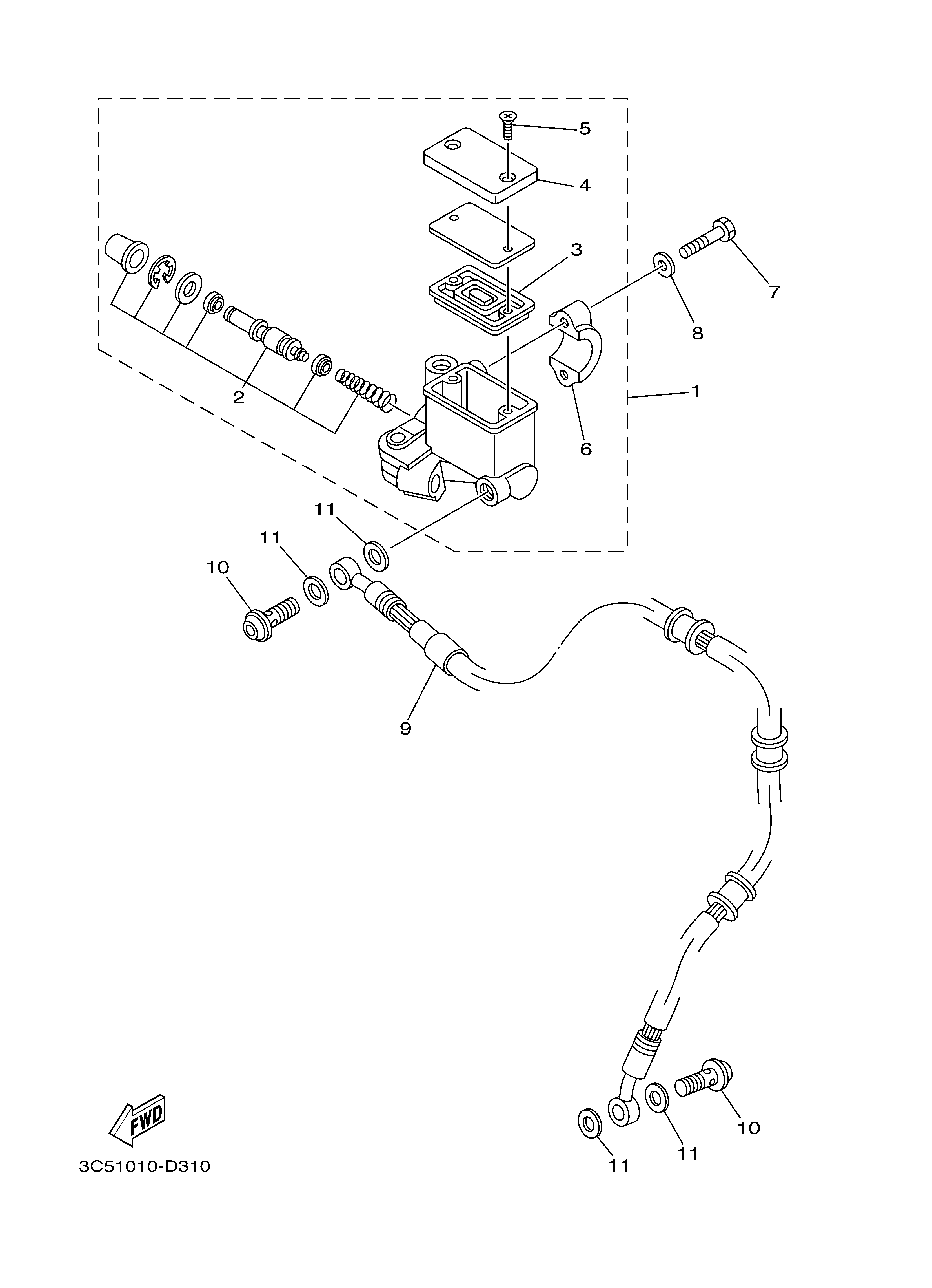 FRONT MASTER CYLINDER ภาพแยกชิ้นส่วน